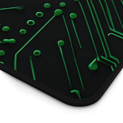 Close-up of Green Circuit Grid desk mat showing detailed circuit board pattern