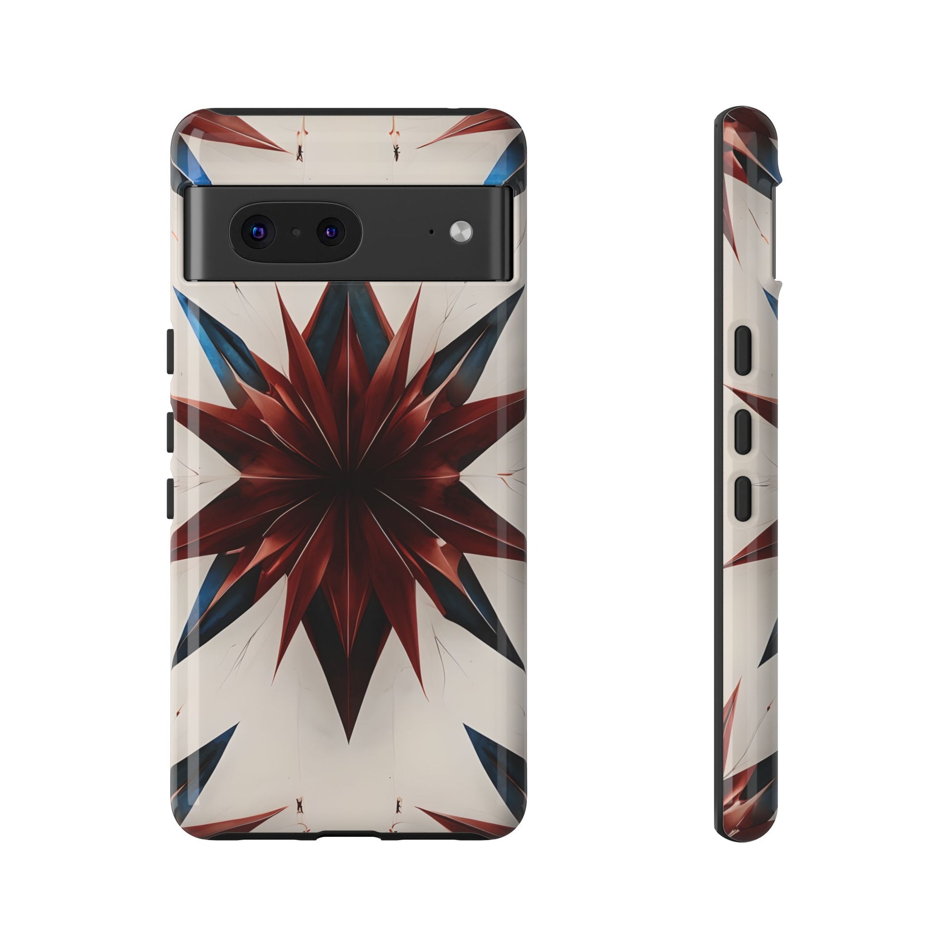 Garnet Starburst - Kaleidoscope Collection Gemstone Floral - Google Pixel 7 Tough Phone Case - Floral Burst Design