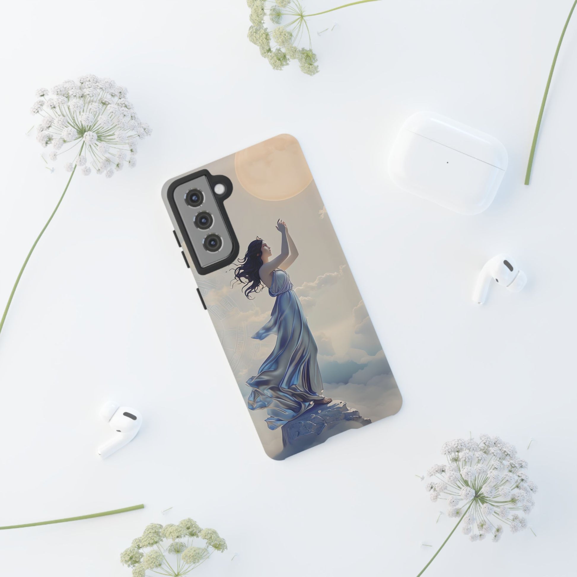 Moonlit Ascend - Ethereal Celestial Art Samsung Galaxy S21 Tough Phone Case - Dreamy Night Sky & Floating Woman Design