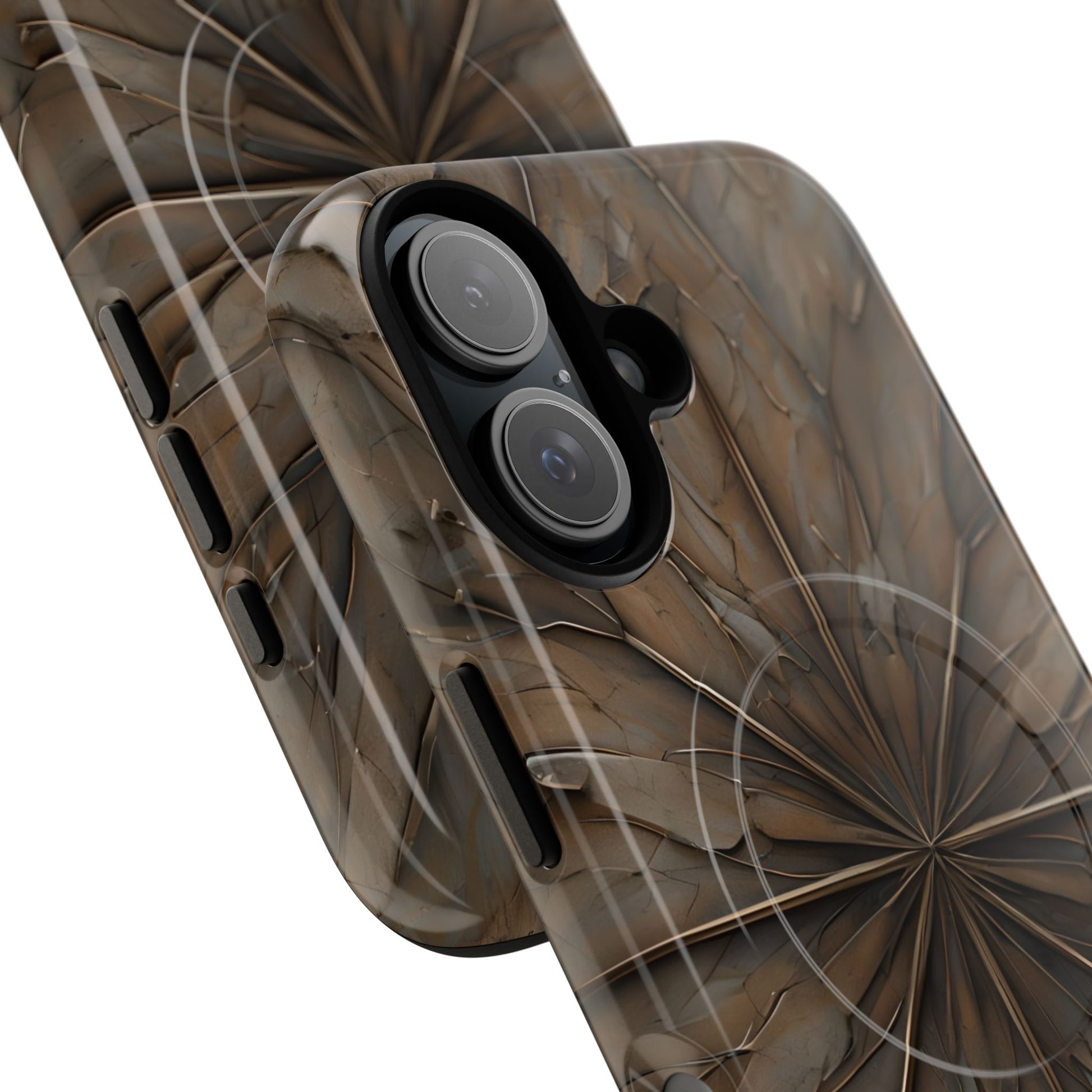 Earthstone Mandala - Kaleidoscope Collection Artistic Taupe Burst - iPhone 16 MagSafe Phone Case
