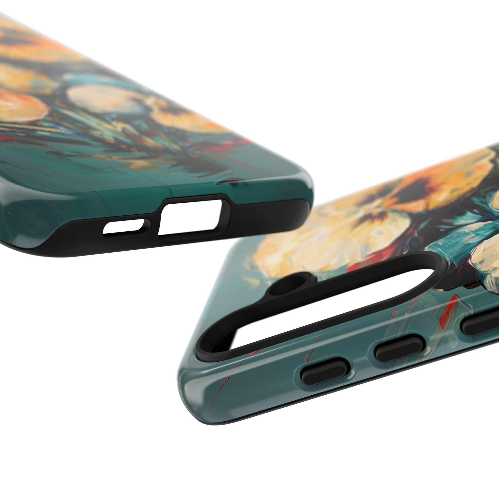 Golden Pansy Cascade Tough Case for Samsung Galaxy S24 - Floral Artistic Shockproof Cover, Elegant Protective Phone Case