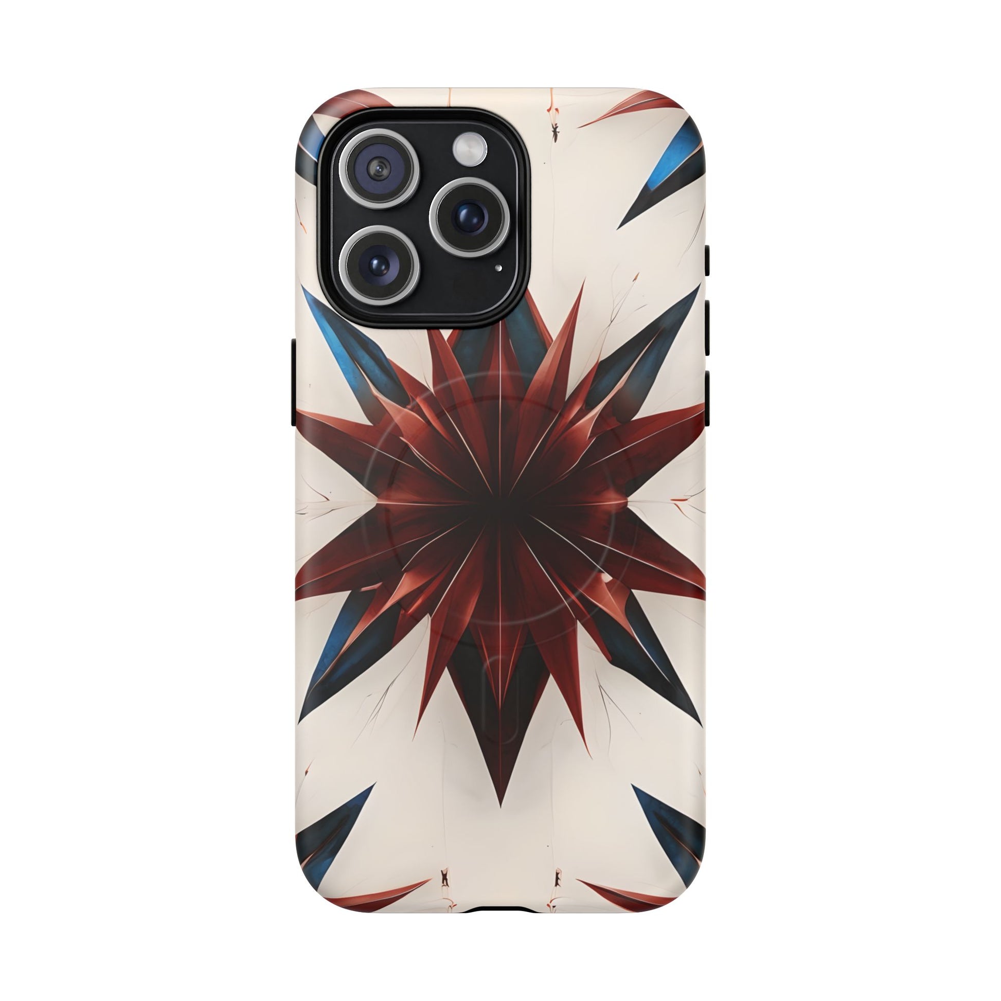 Garnet Starburst - Kaleidoscope Collection Gemstone Floral - iPhone 15 Pro Max MagSafe Phone Case -Floral Burst Design