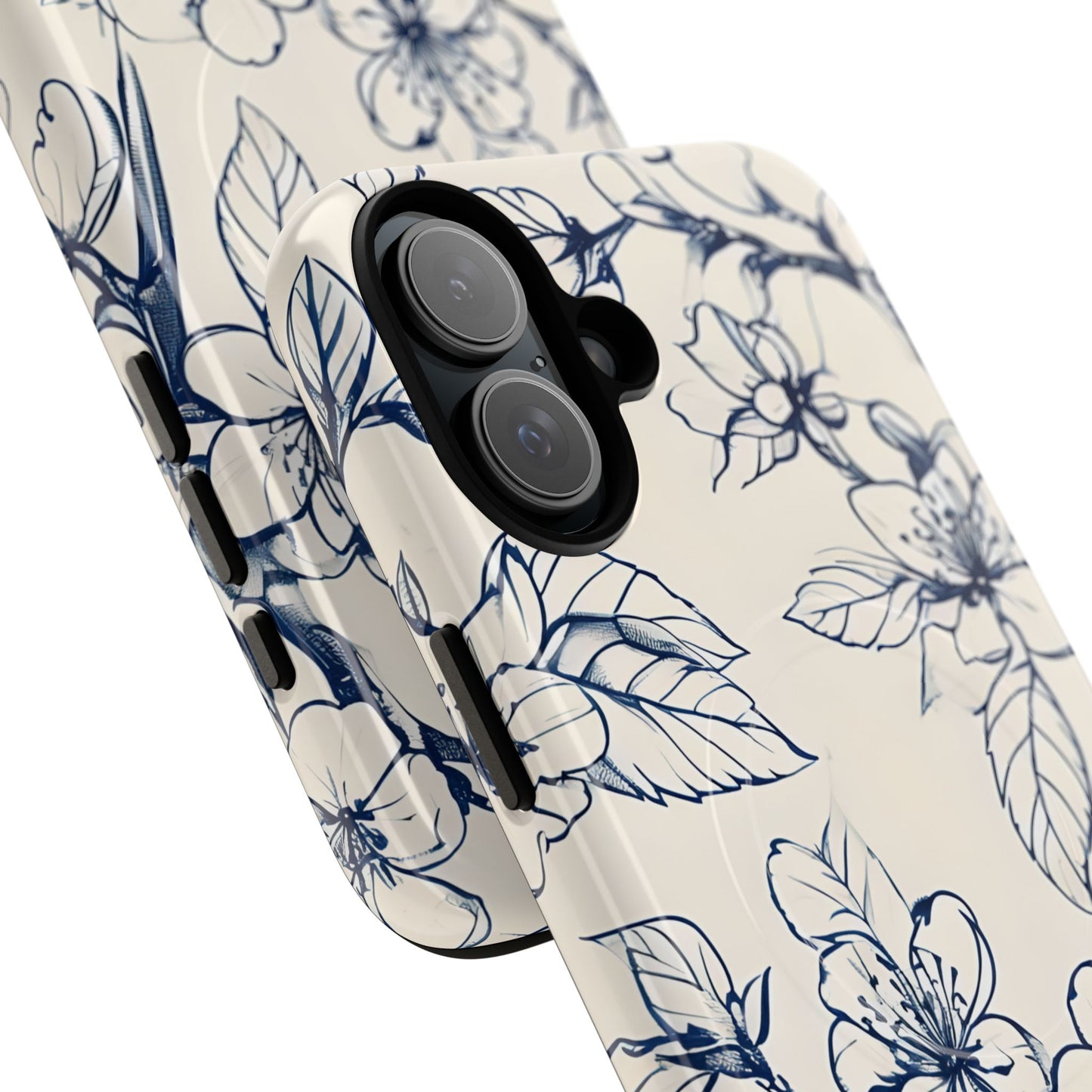 Blossom Sketch - Artistic Blue Floral - iPhone MagSafe Phone Case - Botanical Design