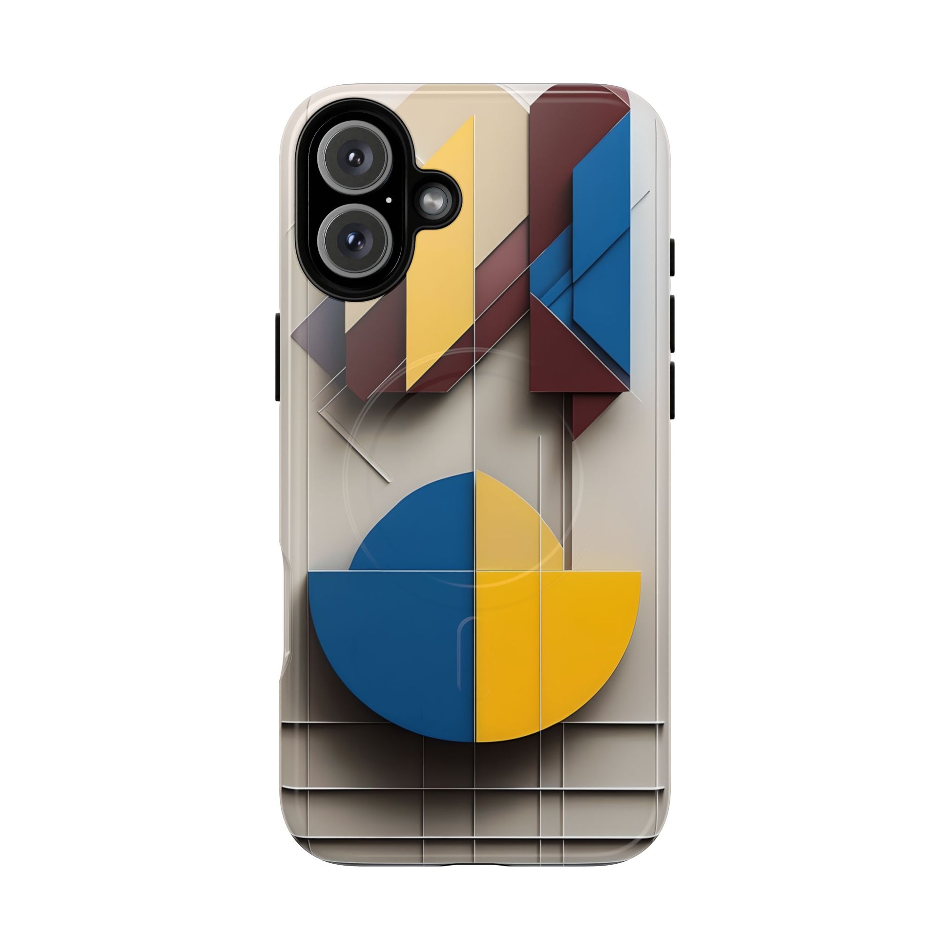 Chromatic Construct iPhone 16 Plus MagSafe Phone Case -Modern Geometrical Design, Primary Colors