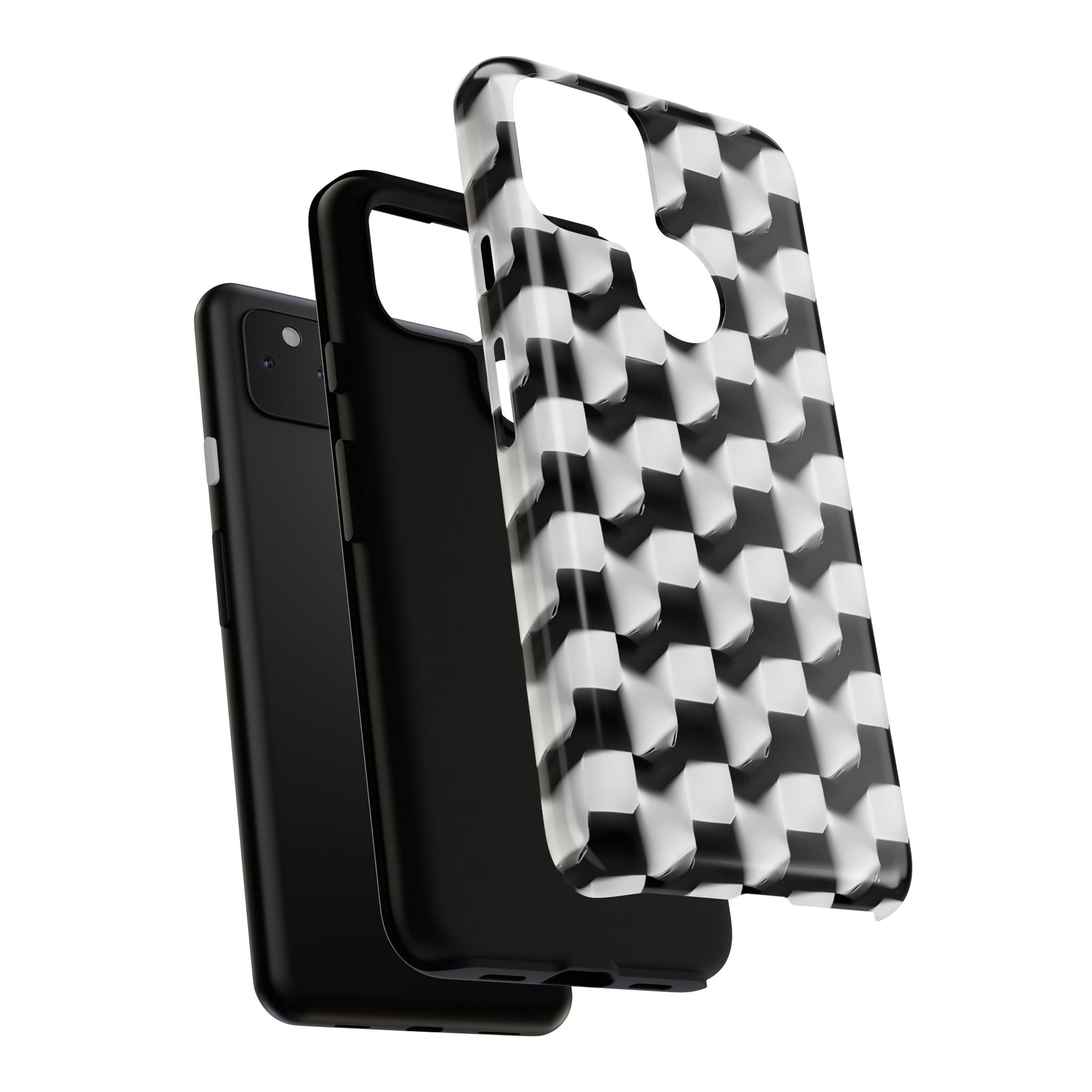 Monochrome Grid Tough Case for Google Pixel 4a 5G - Classic Checkerboard, Black & White, Minimalist Trend