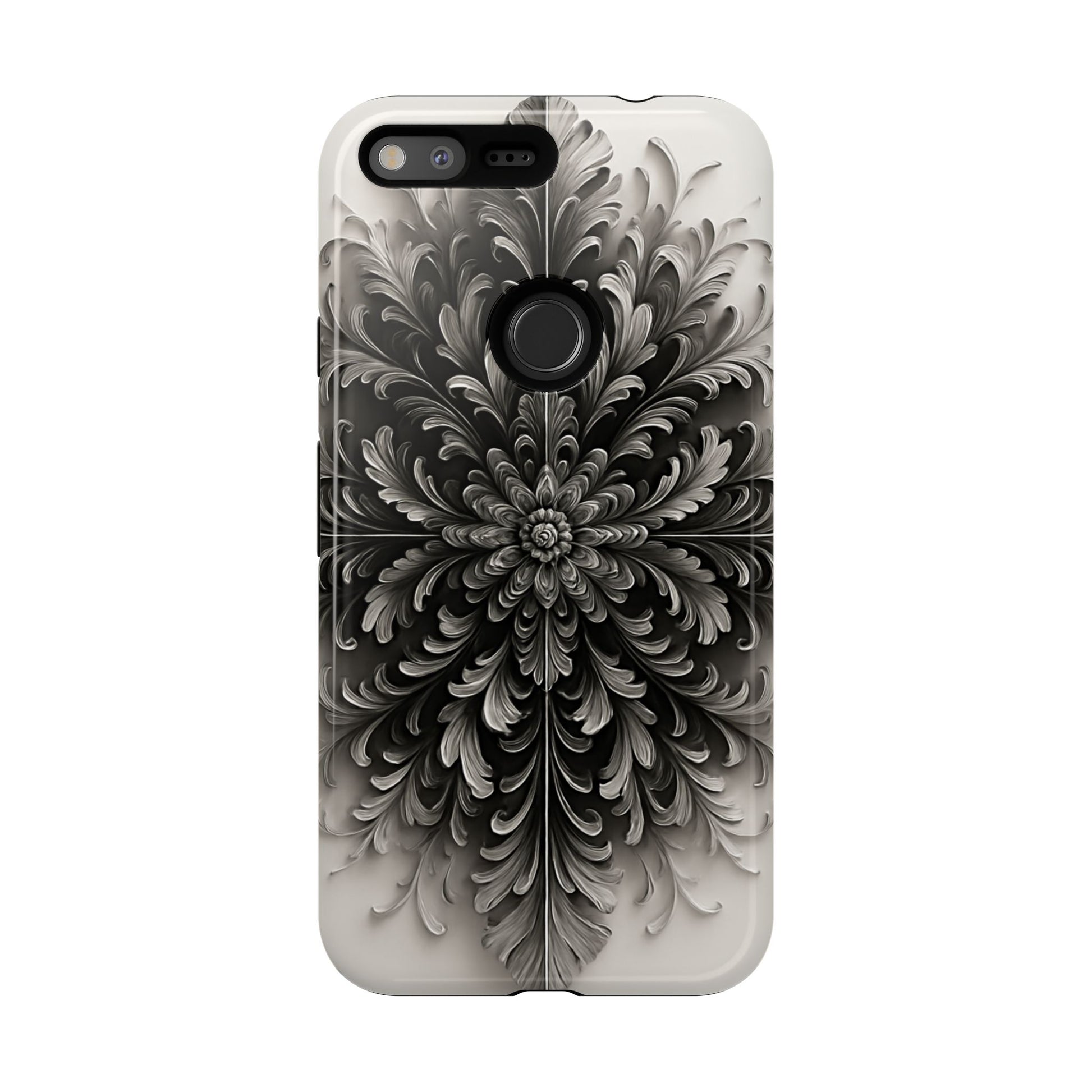 Obsidian Bloom - Elegant Black & White Google Pixel XL Phone Case - Intricate Mandala Flower Design