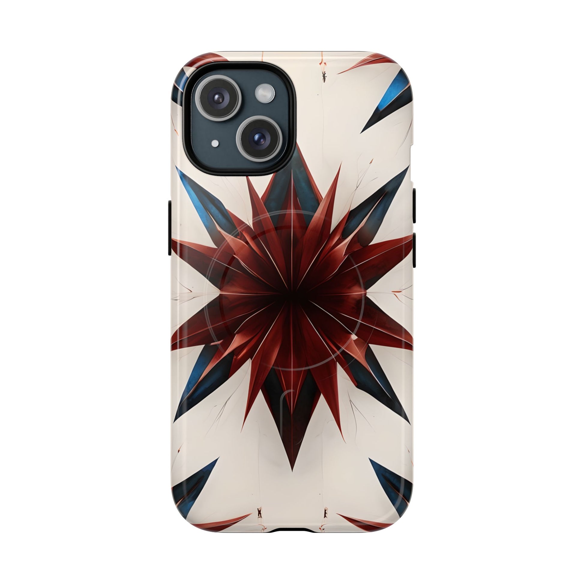 Garnet Starburst - Kaleidoscope Collection Gemstone Floral - iPhone 15 MagSafe Phone Case -Floral Burst Design