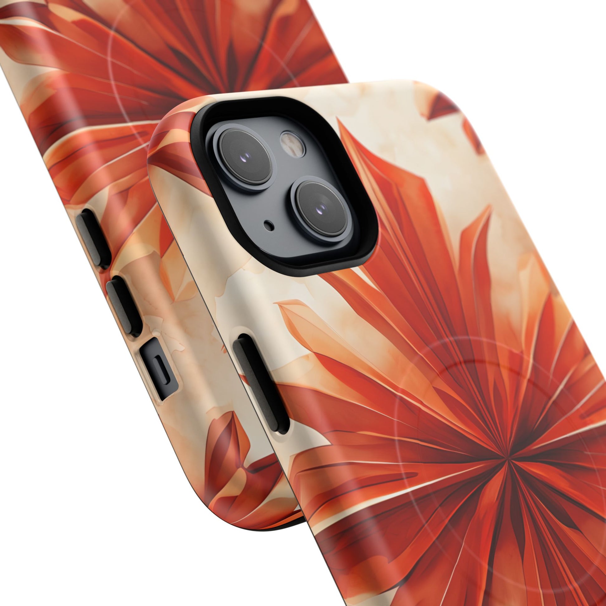 Sunset Fleur iPhone 14 Plus - Kaleidoscope Collection of MagSafe Compatible - Vibrant Sunset Flower Design