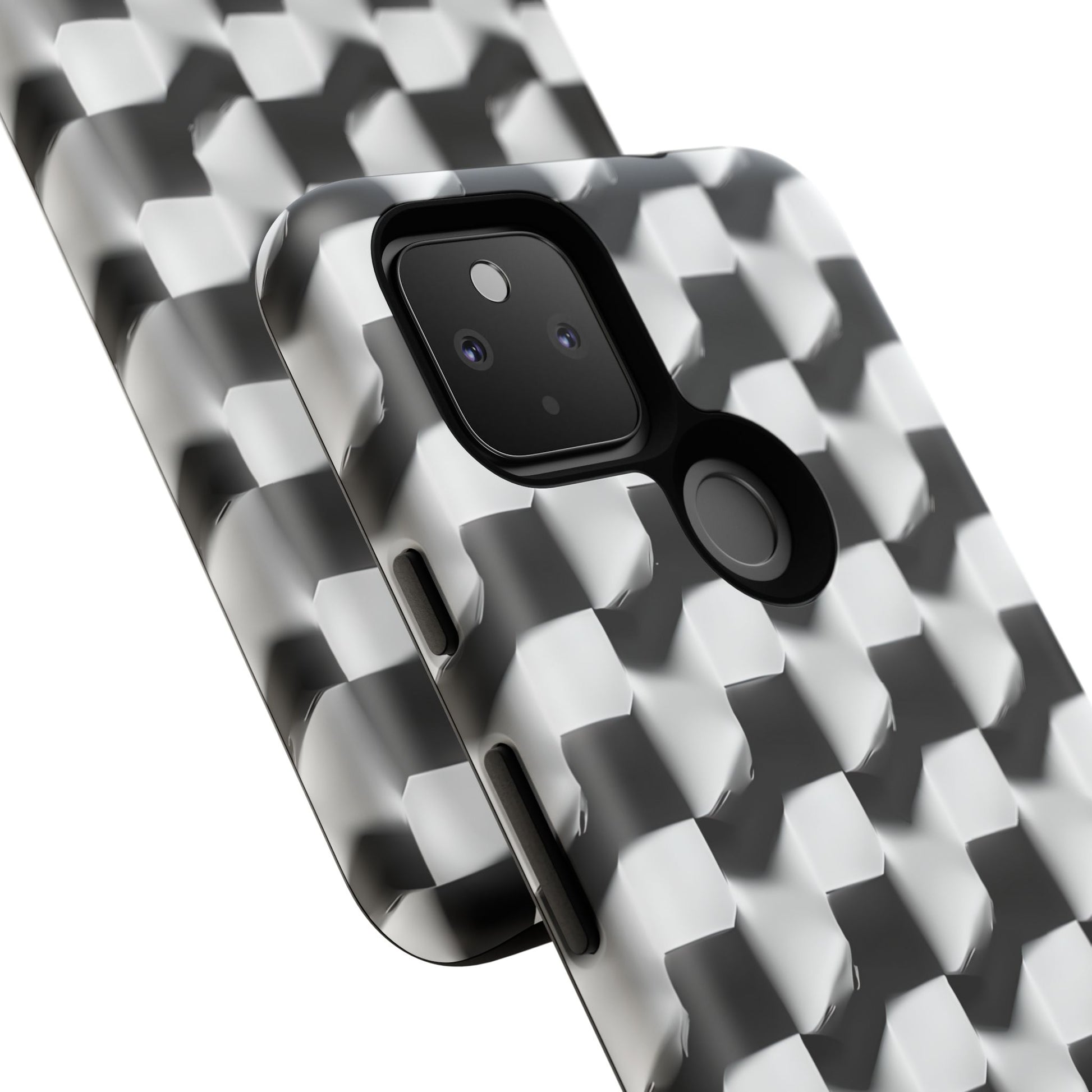 Monochrome Grid Tough Case for Google Pixel 4a 5G - Classic Checkerboard, Black & White, Minimalist Trend