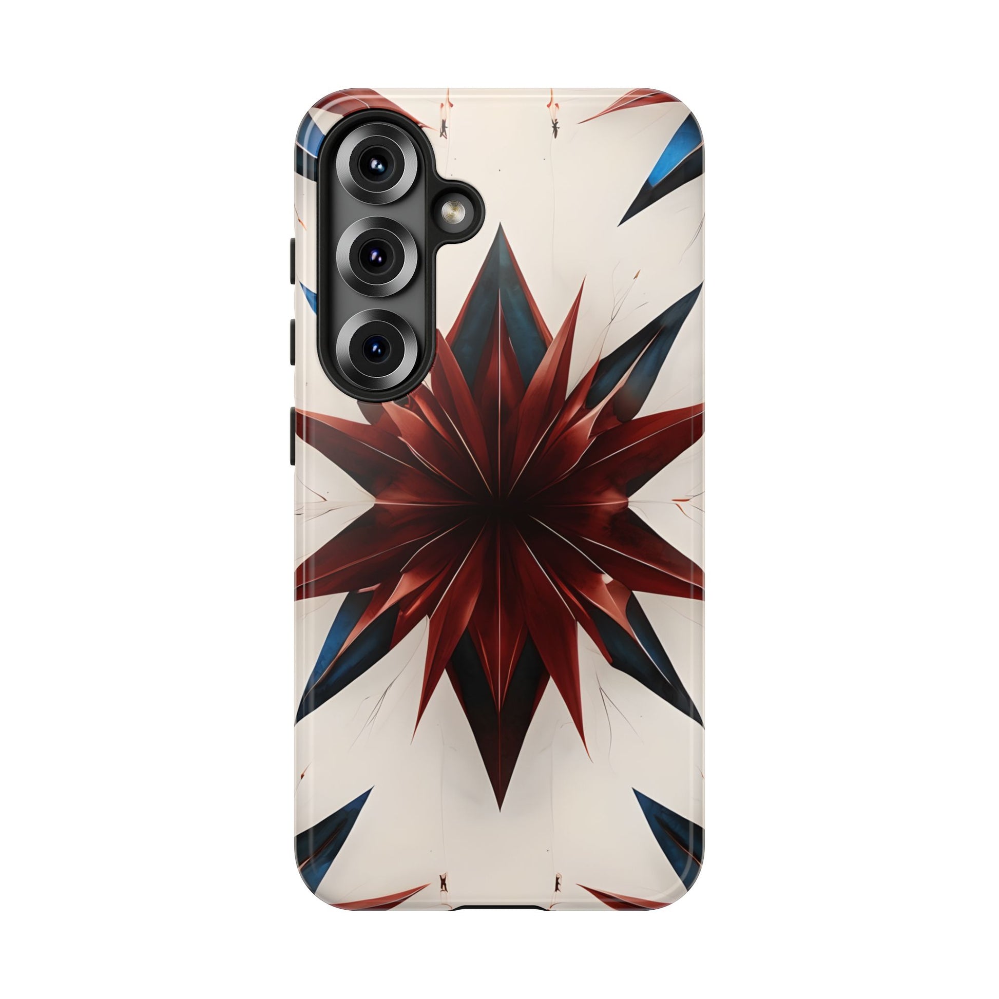 Garnet Starburst - Kaleidoscope Collection Gemstone Floral - Samsung Galaxy S25 Tough Phone Case - Floral Burst Design