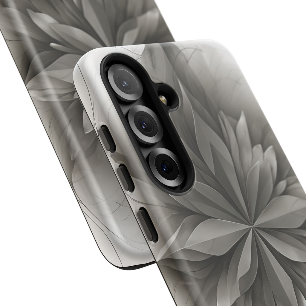 Silver Lotus - Elegant Monochrome Floral Samsung Galaxy S25 Plus Tough Phone Case - Modern Lotus Design