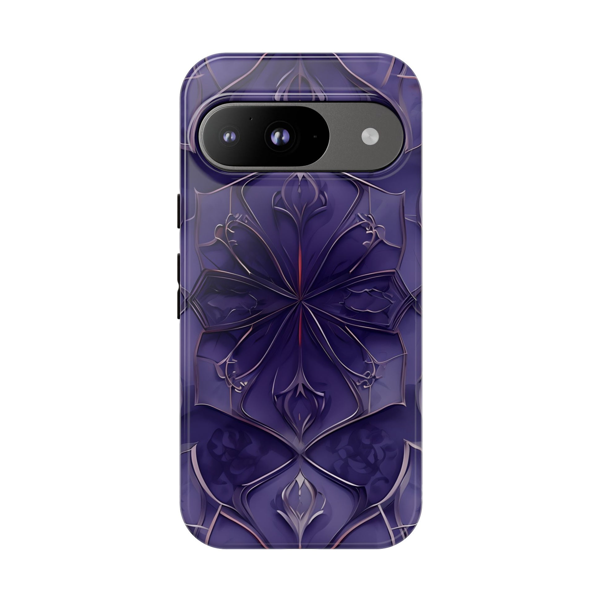 Violet Nebula - Kaleidoscope Collection Artistic Floral Burst - Google Pixel 9 Tough Phone Case - Bold Purple Symmetrical Design