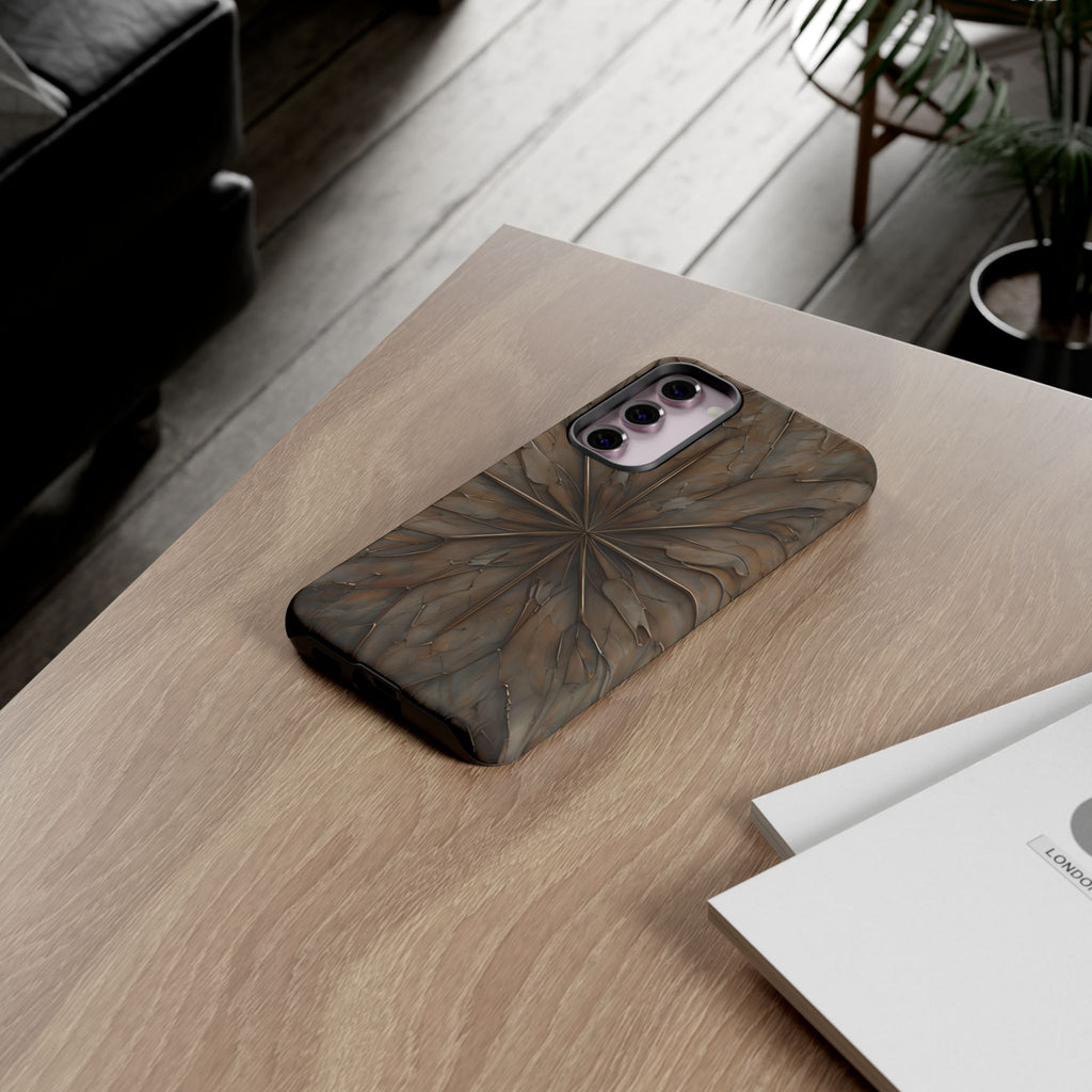 Earthstone Mandala - Kaleidoscope Collection Artistic Taupe Burst - Samsung Galaxy S23 Plus Tough Phone Case
