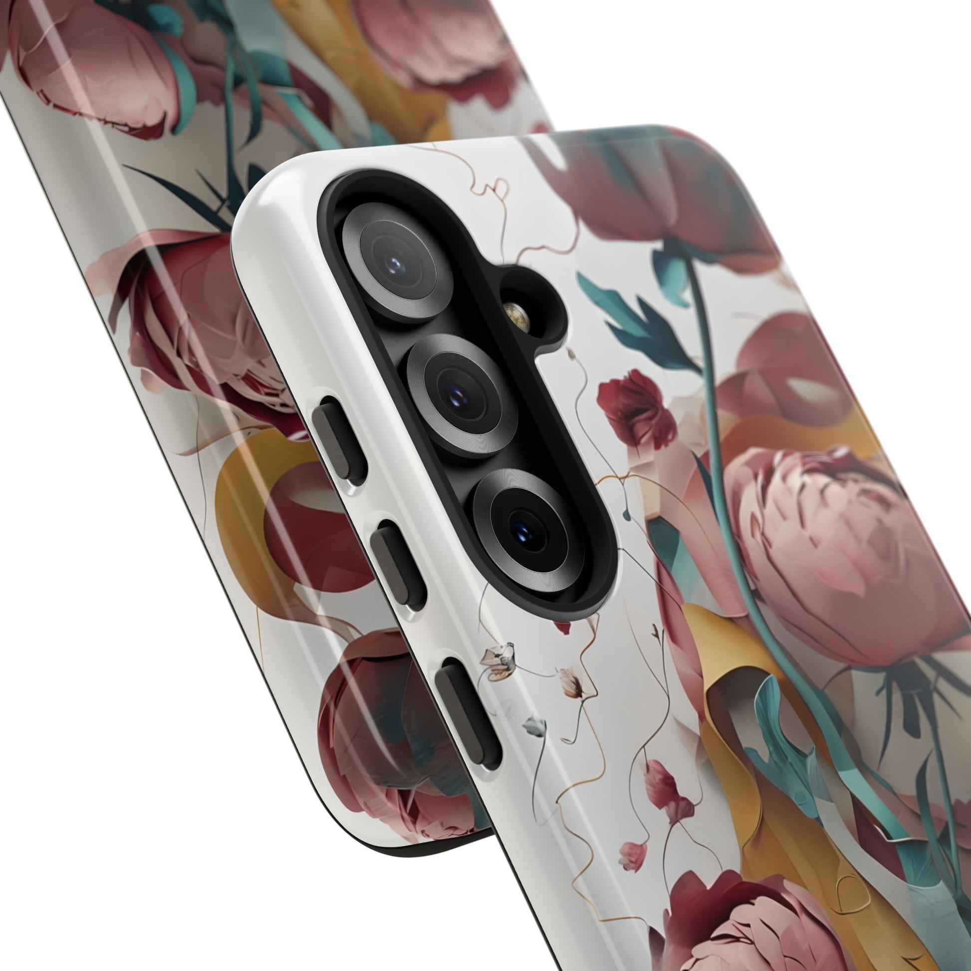 Blushing Peony Veil - Elegant Painterly Floral Samsung Galaxy S25 Plus Tough Phone Case - Soft Blush & Teal Peony Design