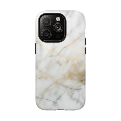 Golden Vein iPhone MagSafe Phone Case -White Neutral Marble Design