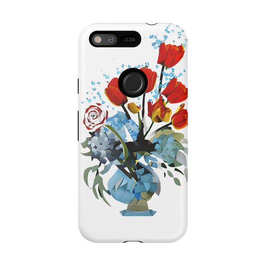 Bouquet Brilliance - Artistic Floral Google Pixel Tough Phone Case - Vibrant Tulip, Rose & Hydrangea Design