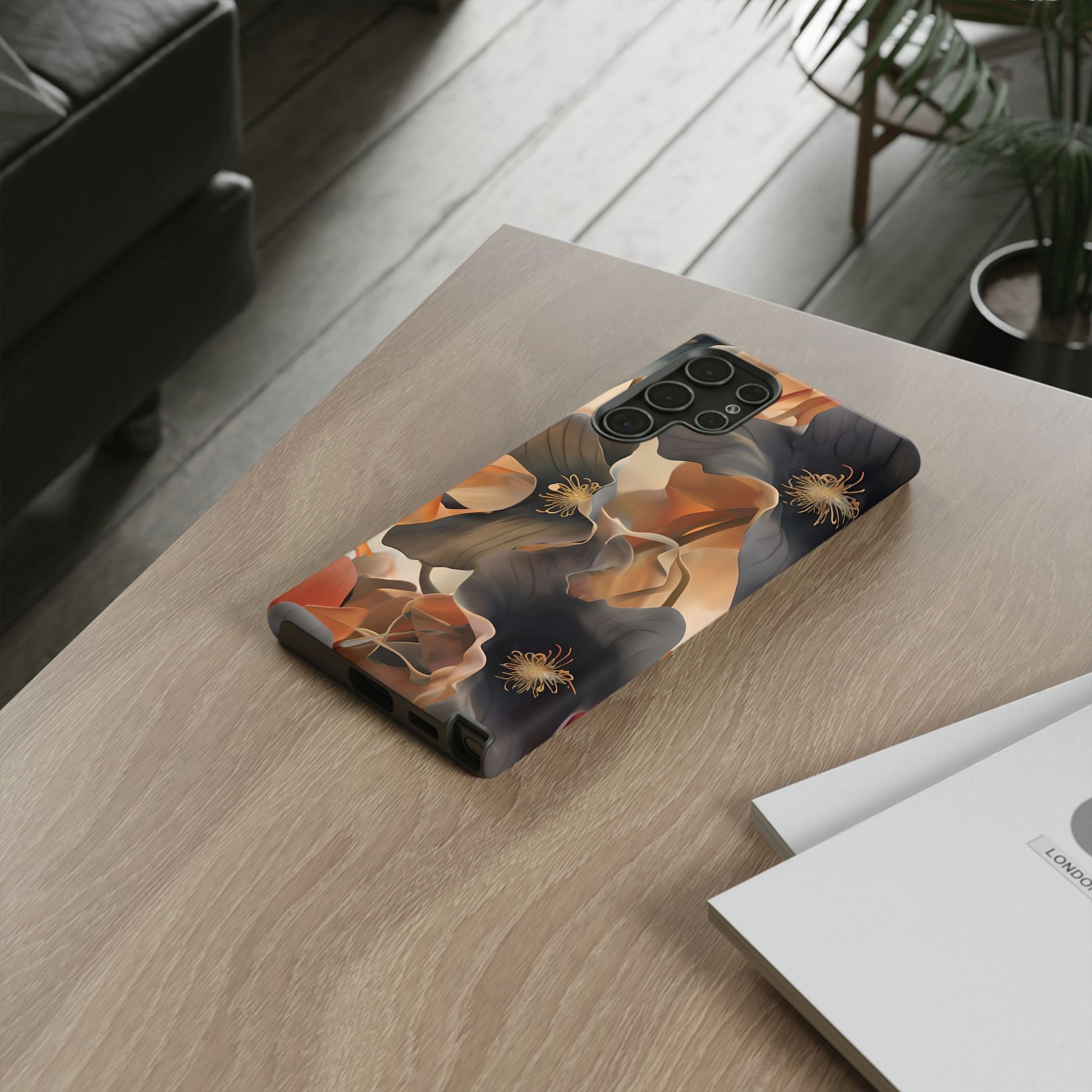 Autumn Ember - Moody Floral Art Samsung Galaxy S22 Ultra Tough Phone Case - Warm Earthy Botanical Design