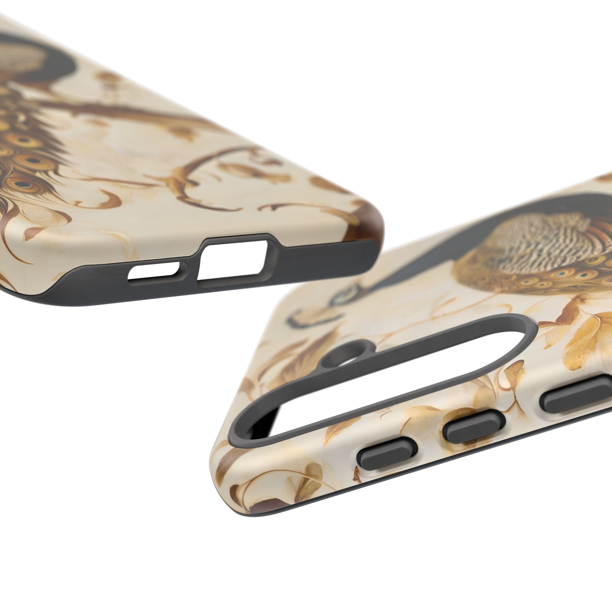 Golden Plumage - Luxe Peacock Art Samsung Galaxy S25 Plus Phone Case - Elegant Gold & Cream Design