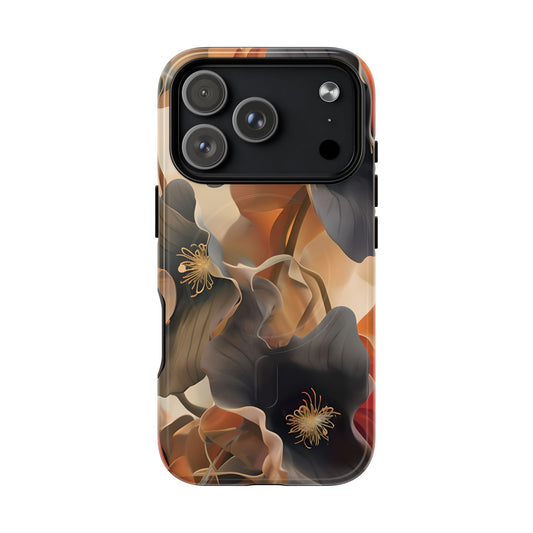 Autumn Ember warm autumn floral design iPhone MagSafe case camera cutout detail