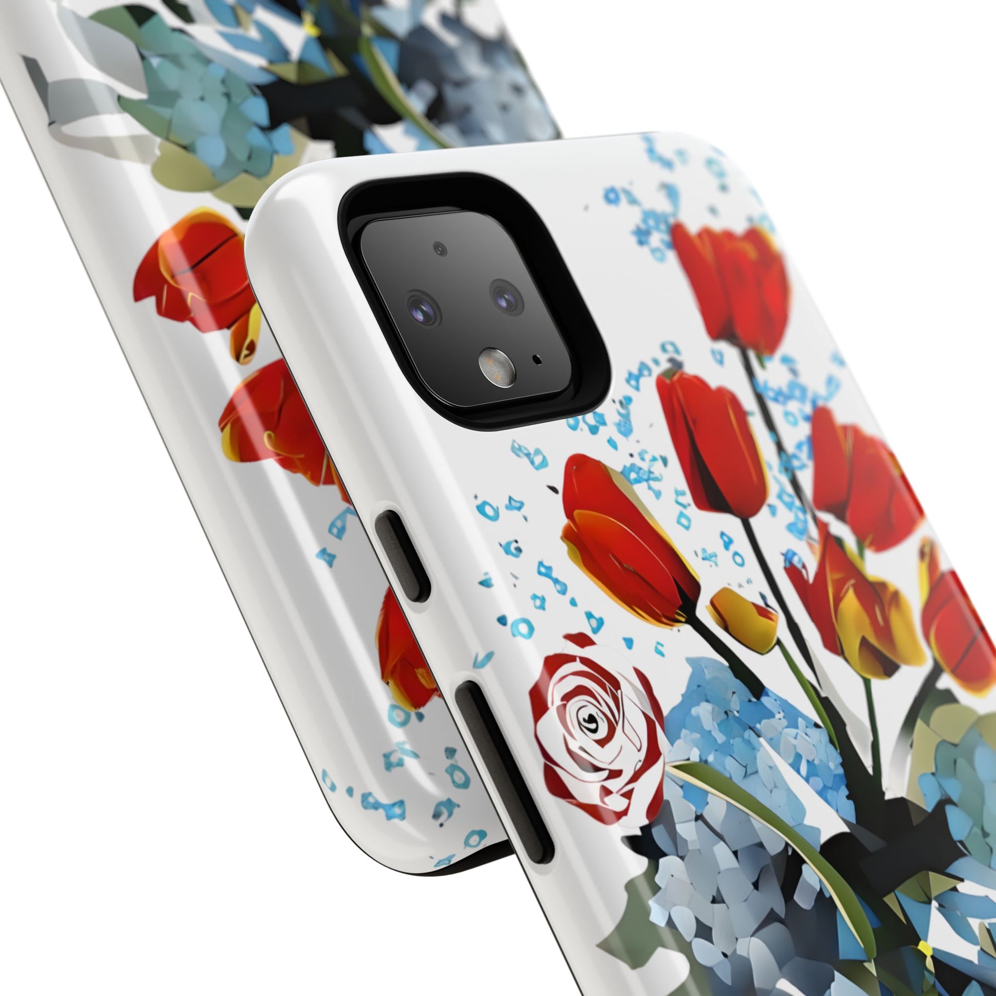 Bouquet Brilliance - Artistic Floral Google Pixel 4XL Tough Phone Case - Vibrant Tulip, Rose & Hydrangea Design