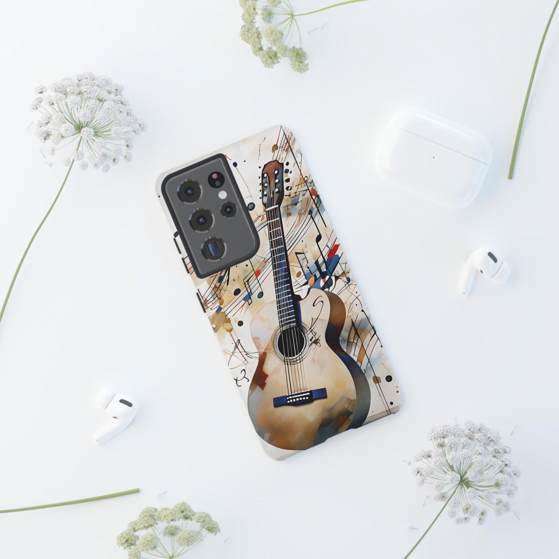 Strum and Flow Acoustic Guitar Art Tough Case for Samsung Galaxy S21 Ultra - Shockproof Phone Cover