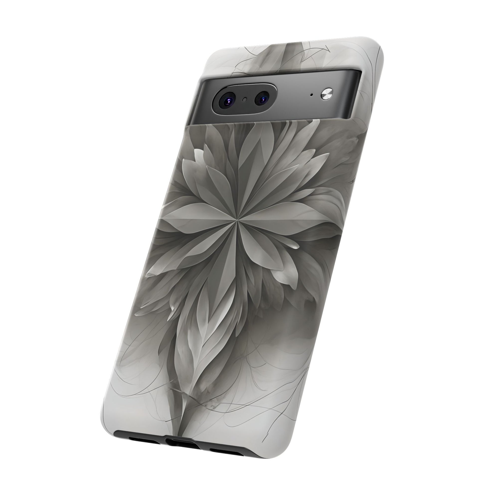 Silver Lotus - Elegant Monochrome Floral Google Pixel 7 Tough Phone Case - Modern Lotus Design