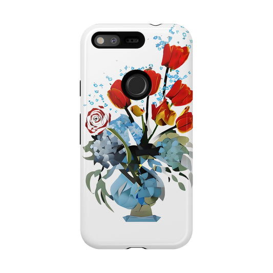 Bouquet Brilliance - Artistic Floral Google Pixel Tough Phone Case - Vibrant Tulip, Rose & Hydrangea Design