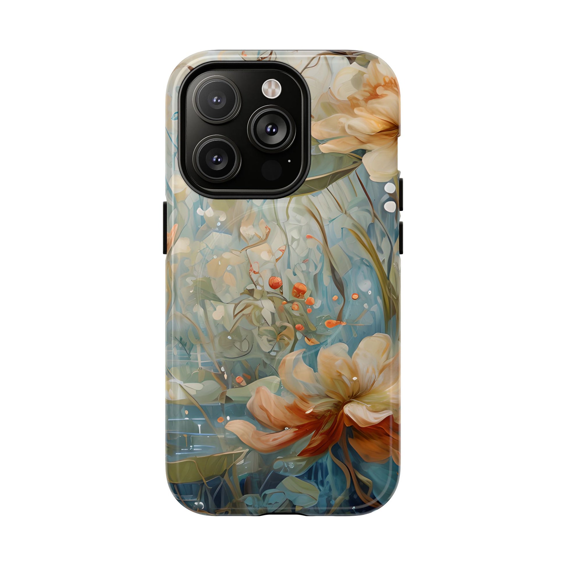 Waterlily Dreamscape - Artistic Floral iPhone 14 Pro MagSafe Phone Case -Waterlily & Lotus Design