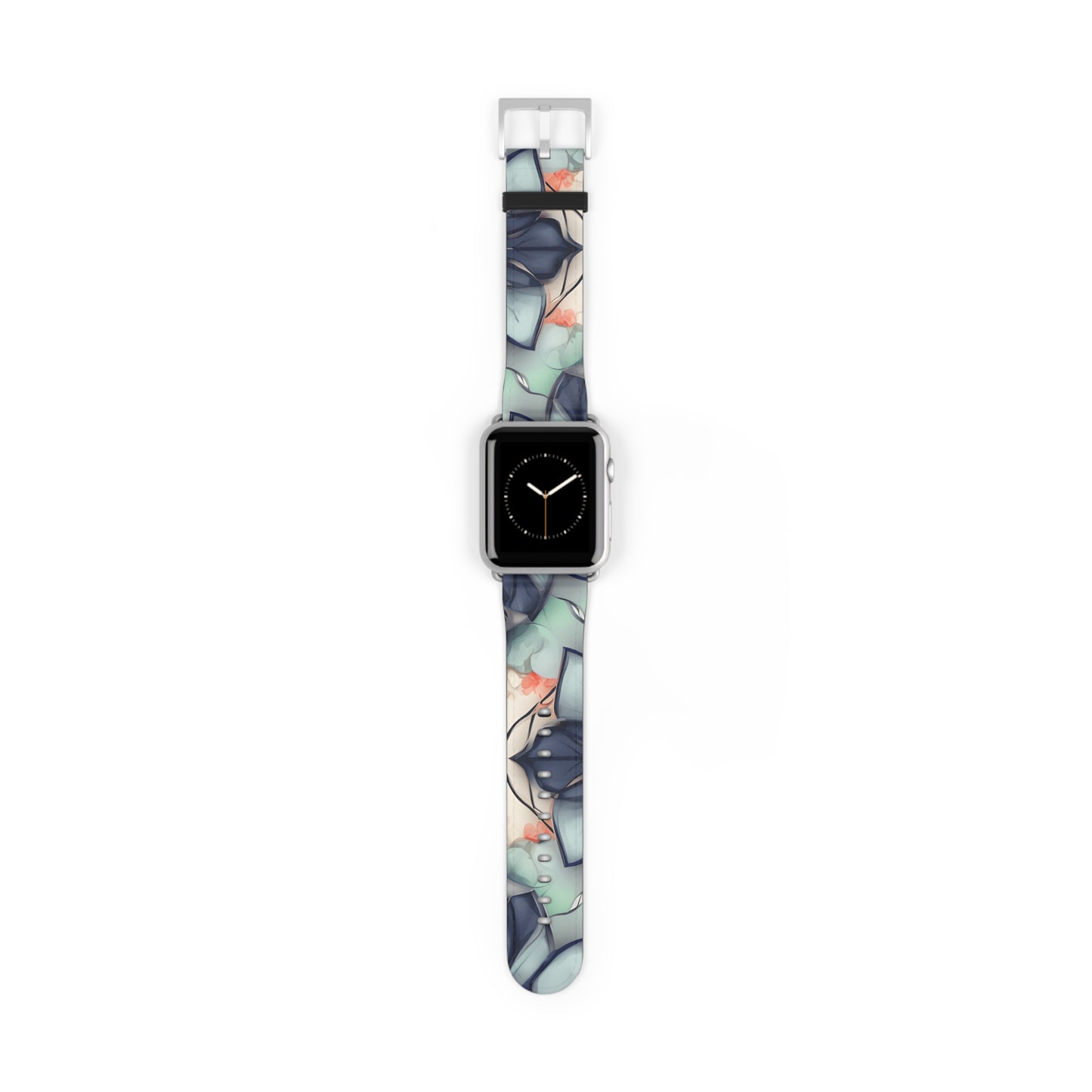 Midnight Mosaic Apple Watch bands shown on two watches front and back highlighting abstract mosaic artwork