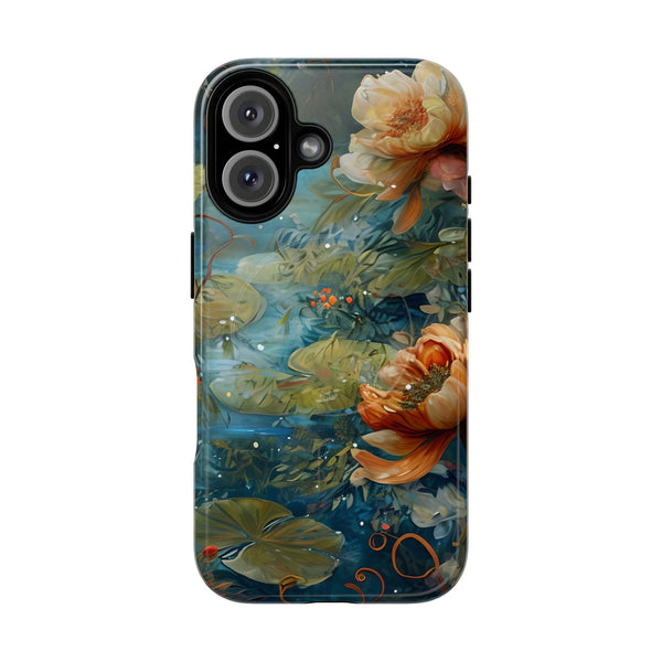 Waterlily Nocturne iPhone 16 Case - Artistic Tough Cover - MagSafe Compatible - Premium Drop Protection