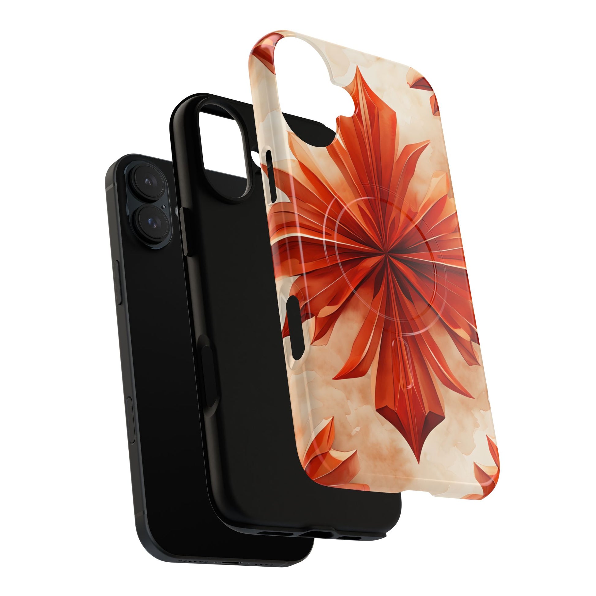 Sunset Fleur iPhone 16 Plus - Kaleidoscope Collection of MagSafe Compatible - Vibrant Sunset Flower Design