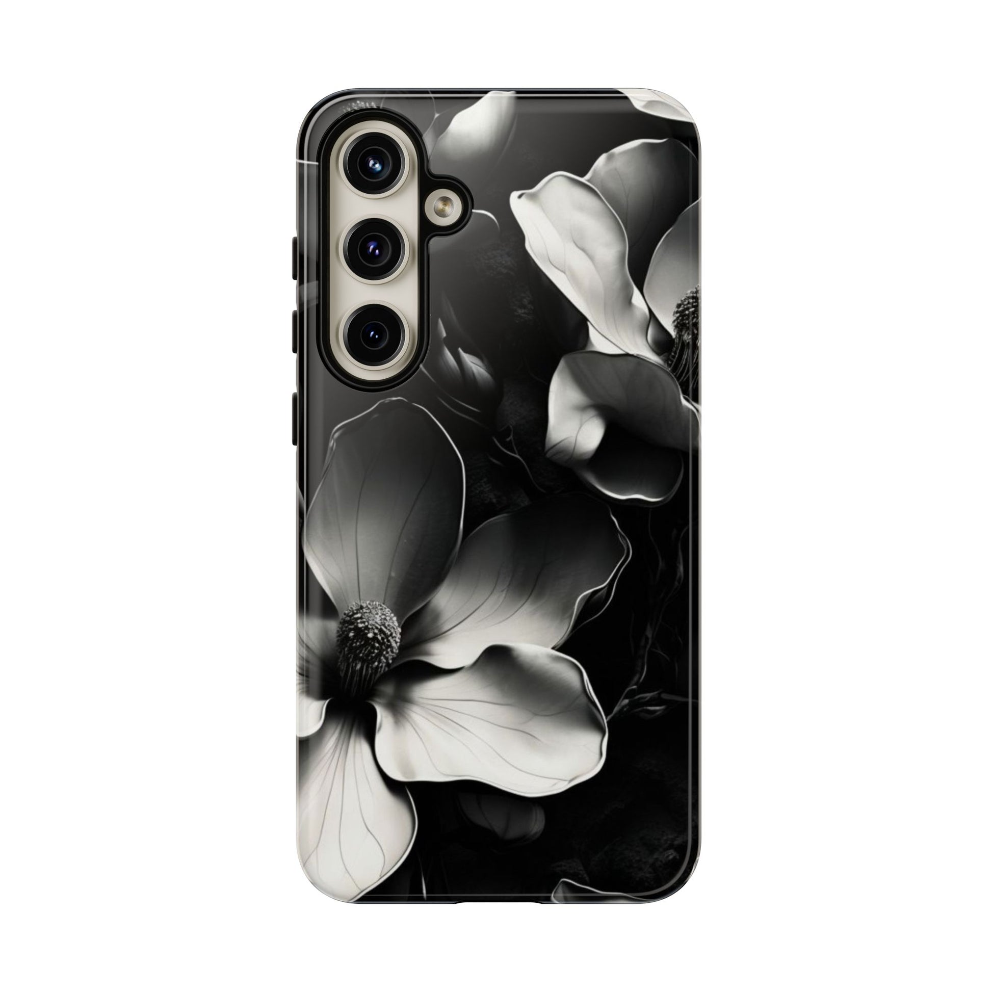 Monochrome Magnolia - Elegant Black & White Floral Samsung Galaxy S24 Plus Tough Phone Case - Artistic Magnolia Design
