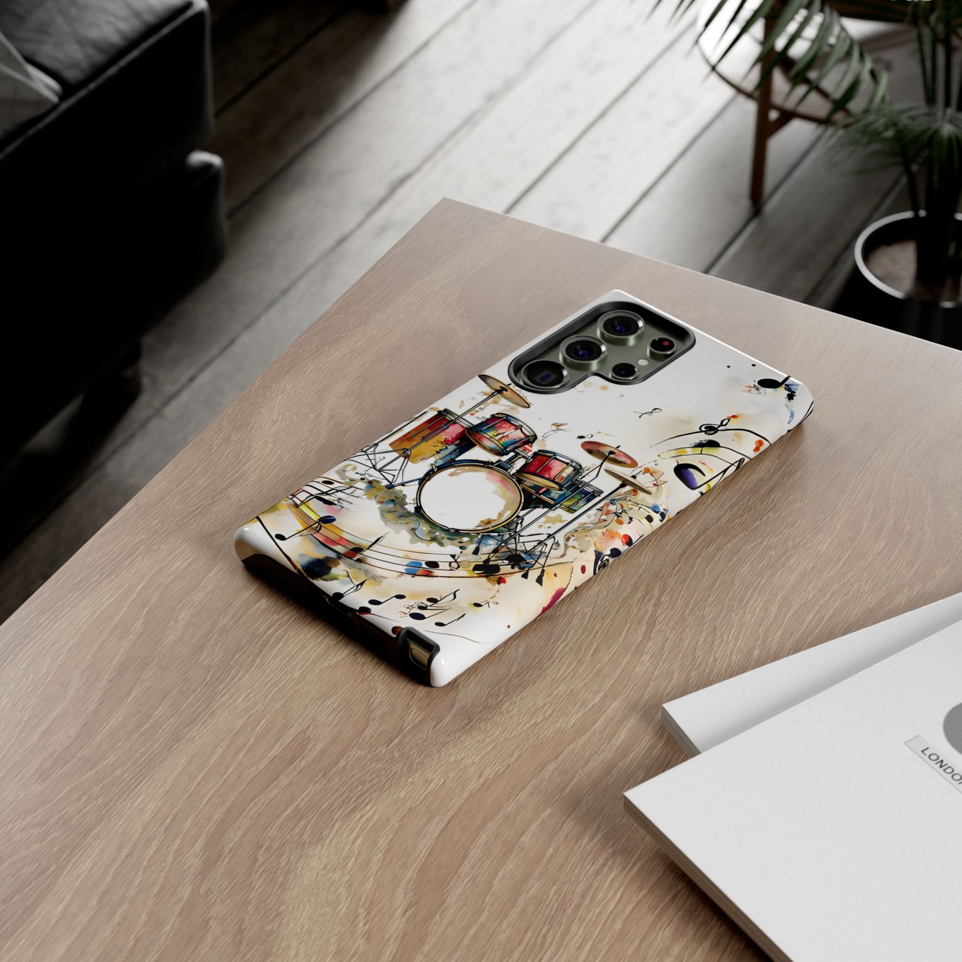 Beatline Abstract Drums and Music Notes Tough Case for Samsung Galaxy S23 Ultra - Shockproof Phone Cover