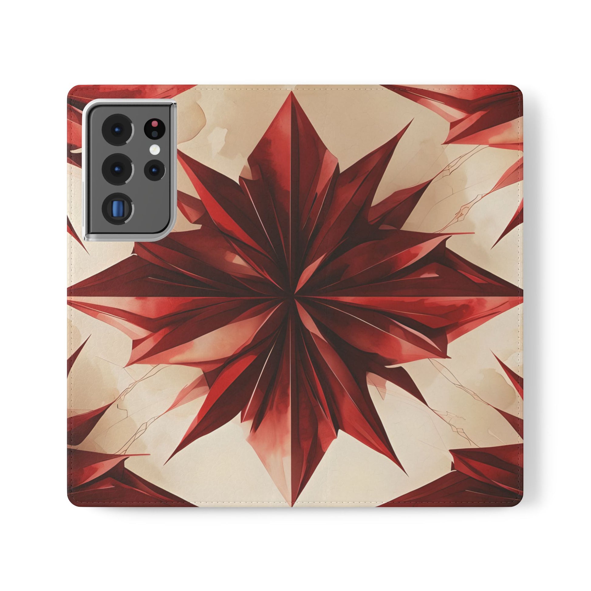 Ruby Compass Samsung Galaxy S21 Ultra Wallet Case - Bold Geometric Flip Cover with Card Slots