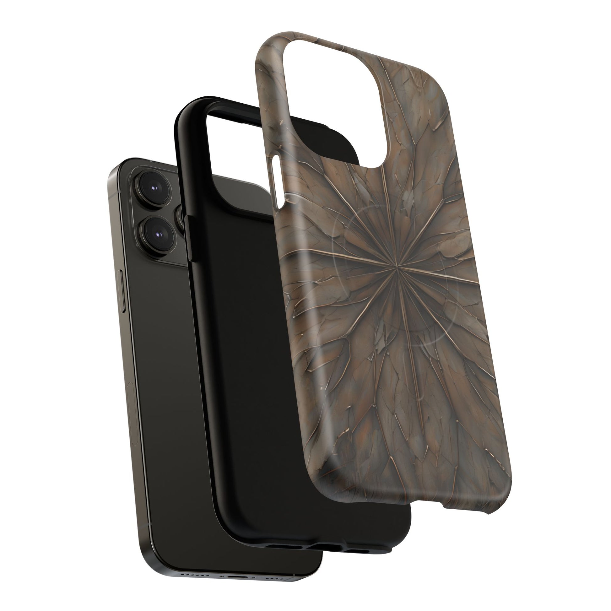 Earthstone Mandala - Kaleidoscope Collection Artistic Taupe Burst - iPhone 14 Pro Max MagSafe Phone Case