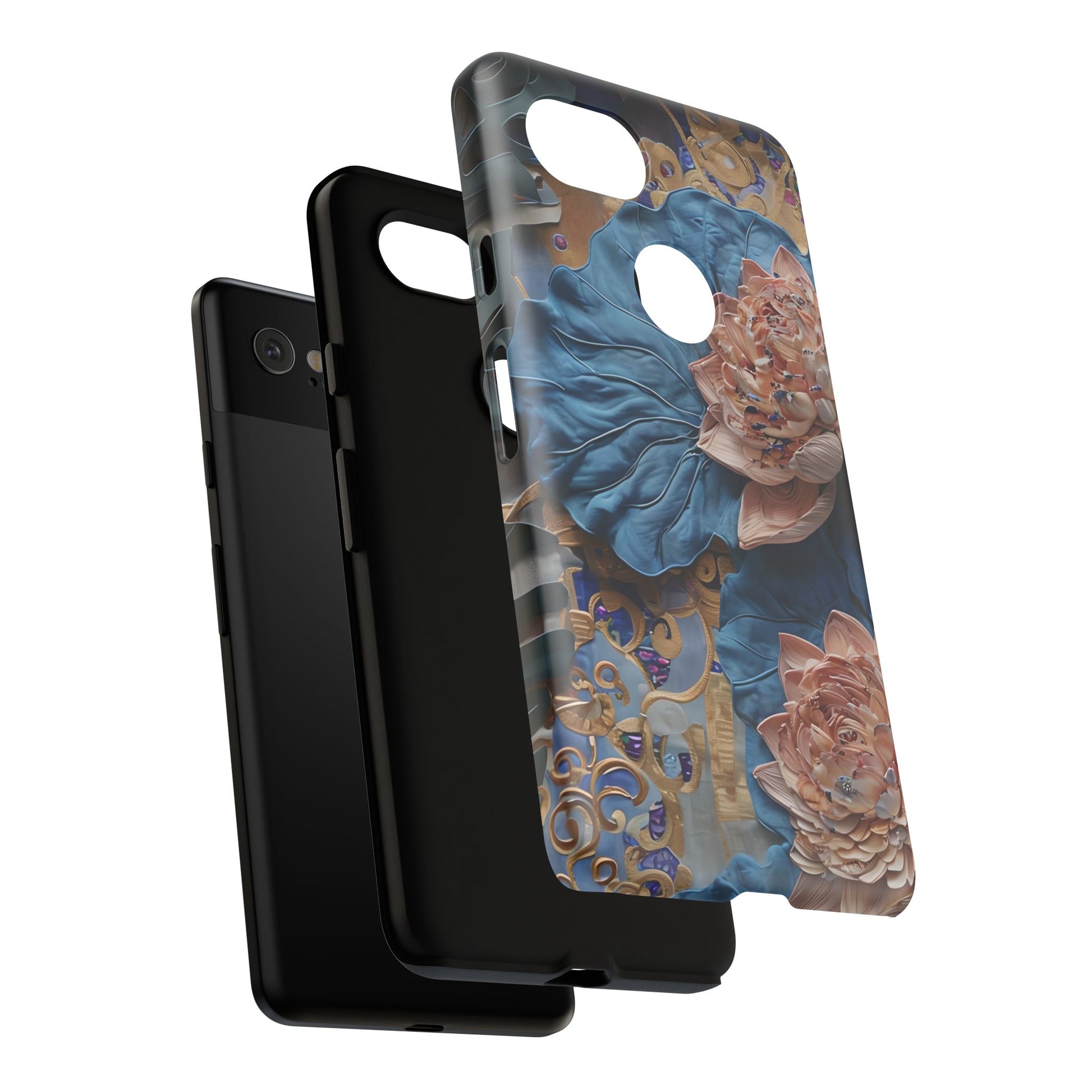 Peony Midnight Tapestry - Google Pixel 2XL - Elegant Blue & Blush Artful Phone Cover