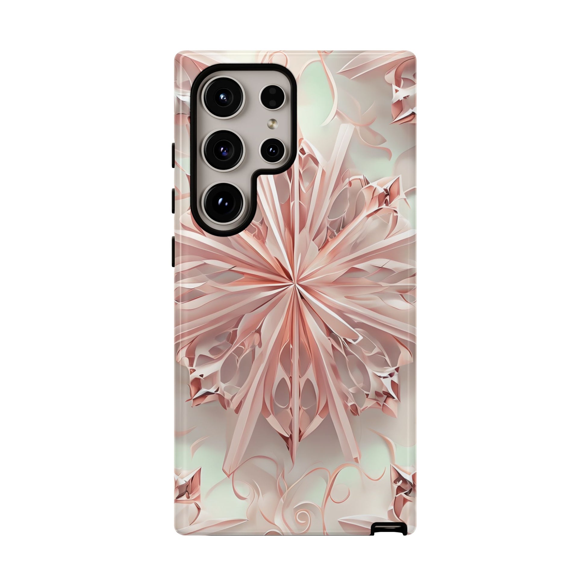 Blush Frost from our Kaleidoscope Collection - Samsung Galaxy S24 Ultra tough case - Soft Pink Geometric Floral Design