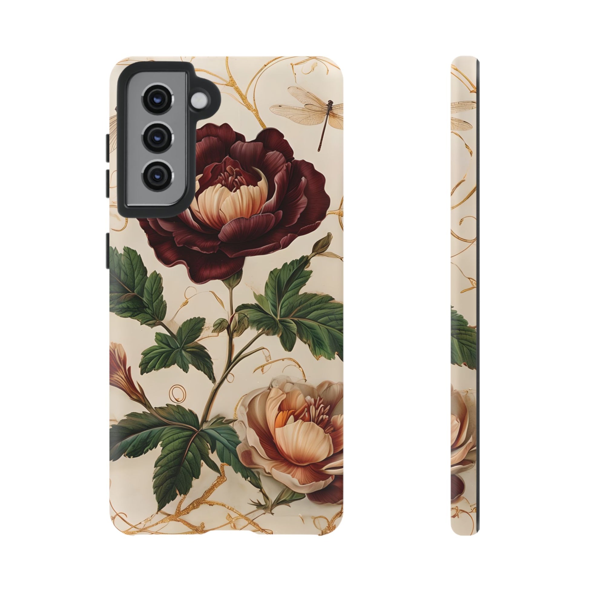 Vintage Burgundy Rose - Elegant Floral Samsung Galaxy S21 Phone Case - Classic Painterly Rose Design