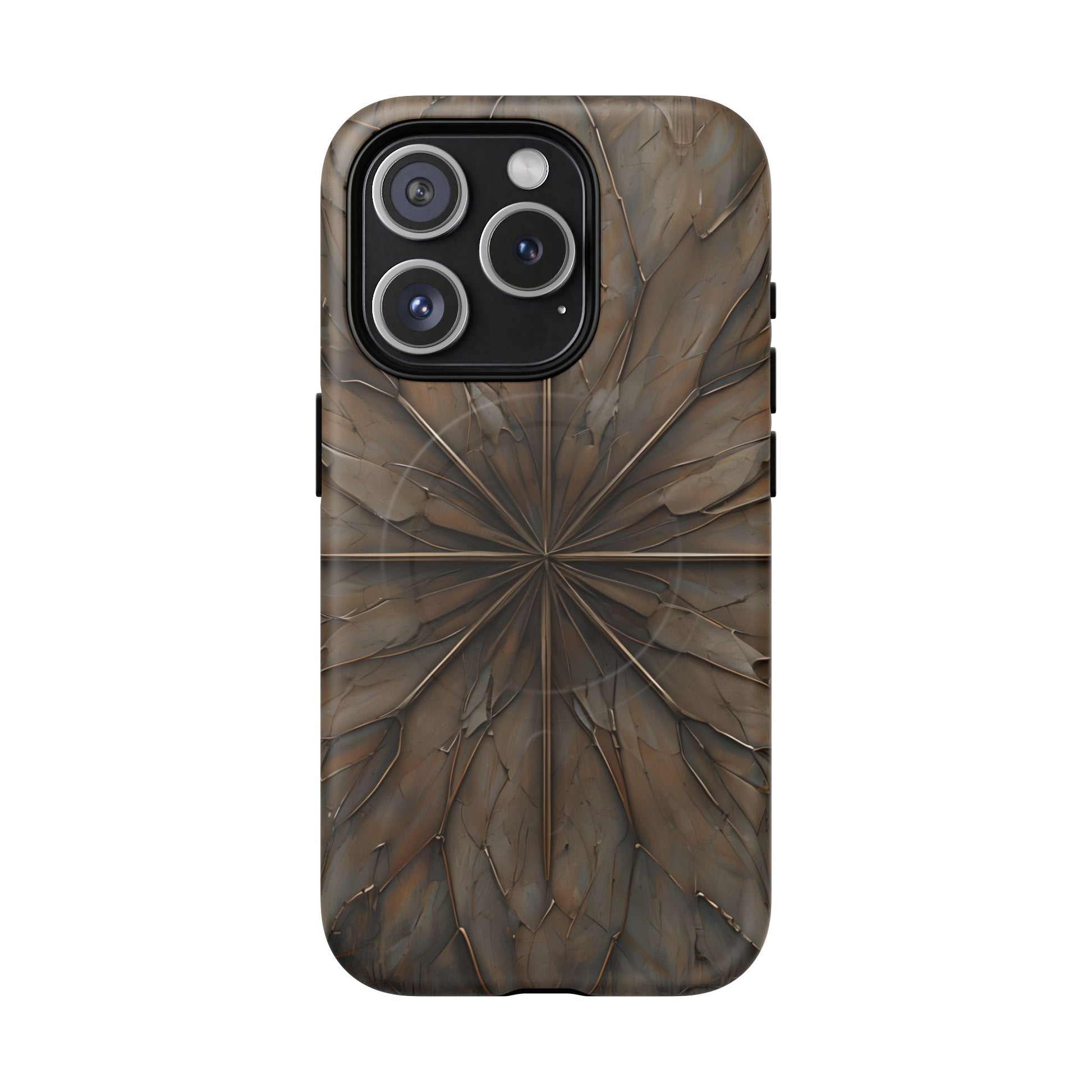 Earthstone Mandala - Kaleidoscope Collection Artistic Taupe Burst - iPhone 15 Pro MagSafe Phone Case