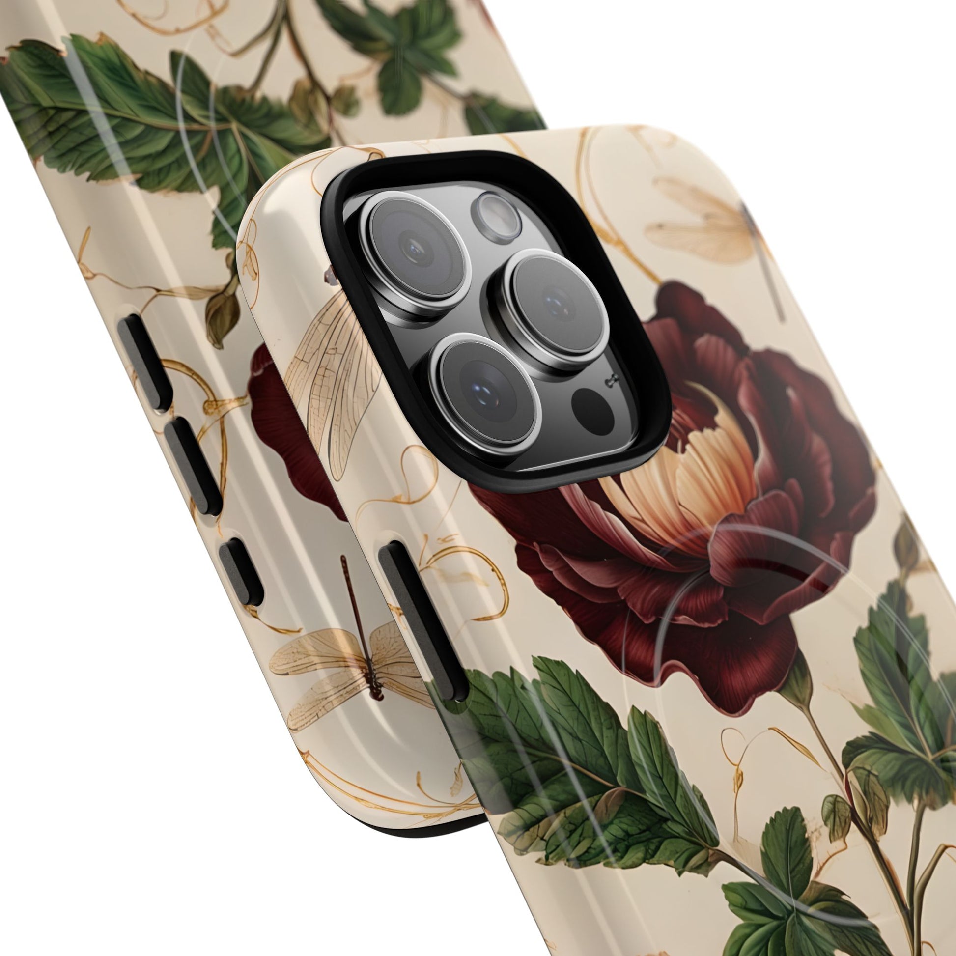 Vintage Burgundy Rose - Elegant Floral iPhone 16 Pro Max Phone Case - Classic Painterly Rose Design