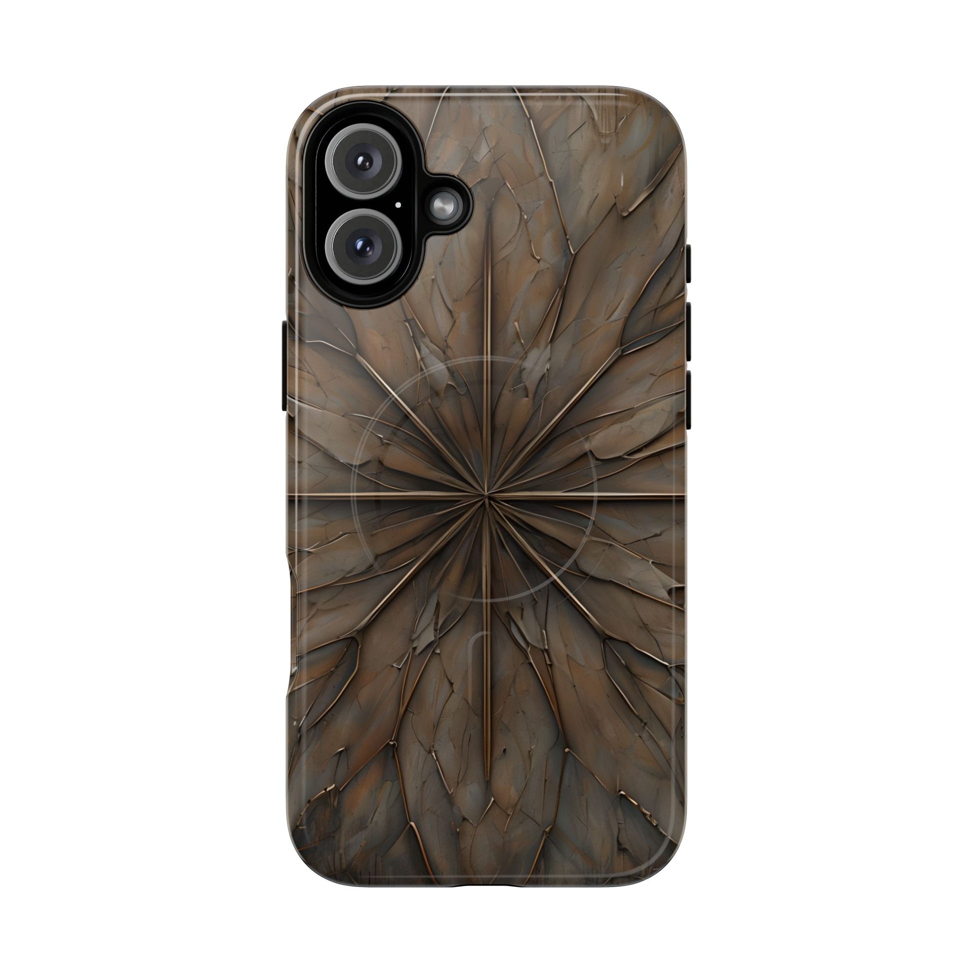 Earthstone Mandala - Kaleidoscope Collection Artistic Taupe Burst - iPhone 16 Plus MagSafe Phone Case