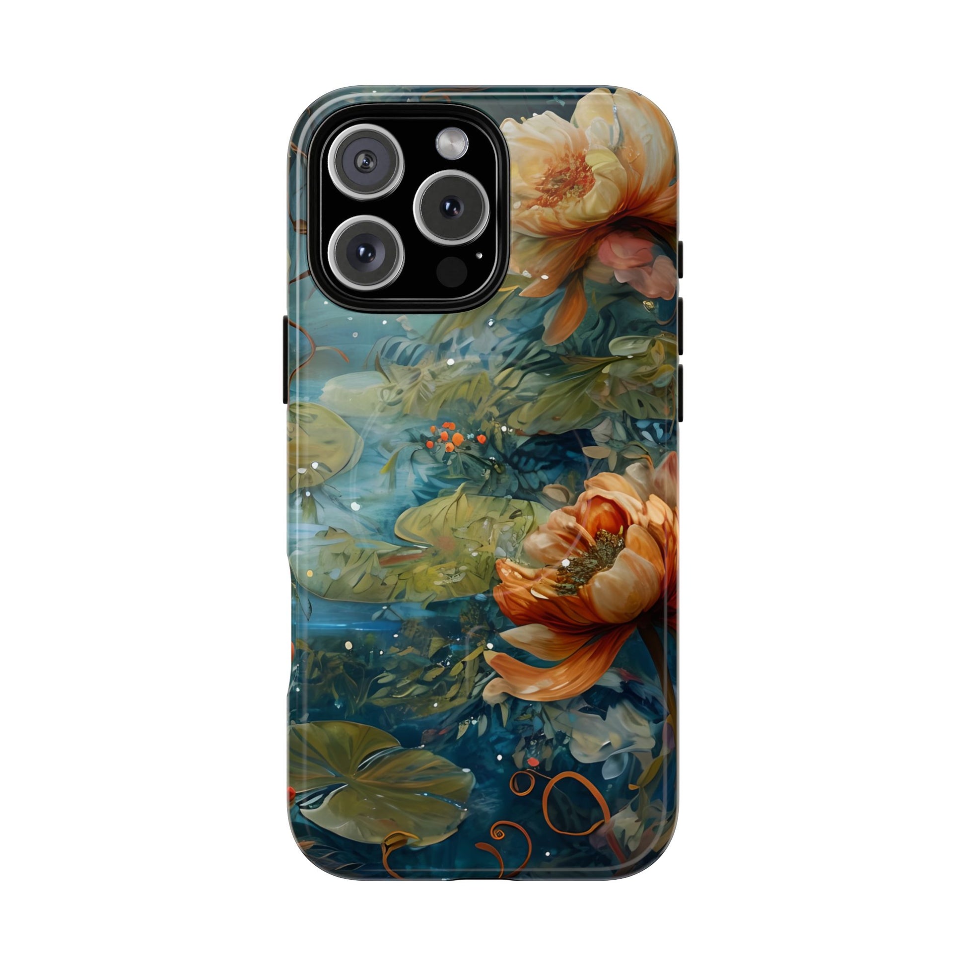Waterlily Nocturne iPhone 16 Pro Max Case - Artistic Tough Cover - MagSafe Compatible - Premium Drop Protection