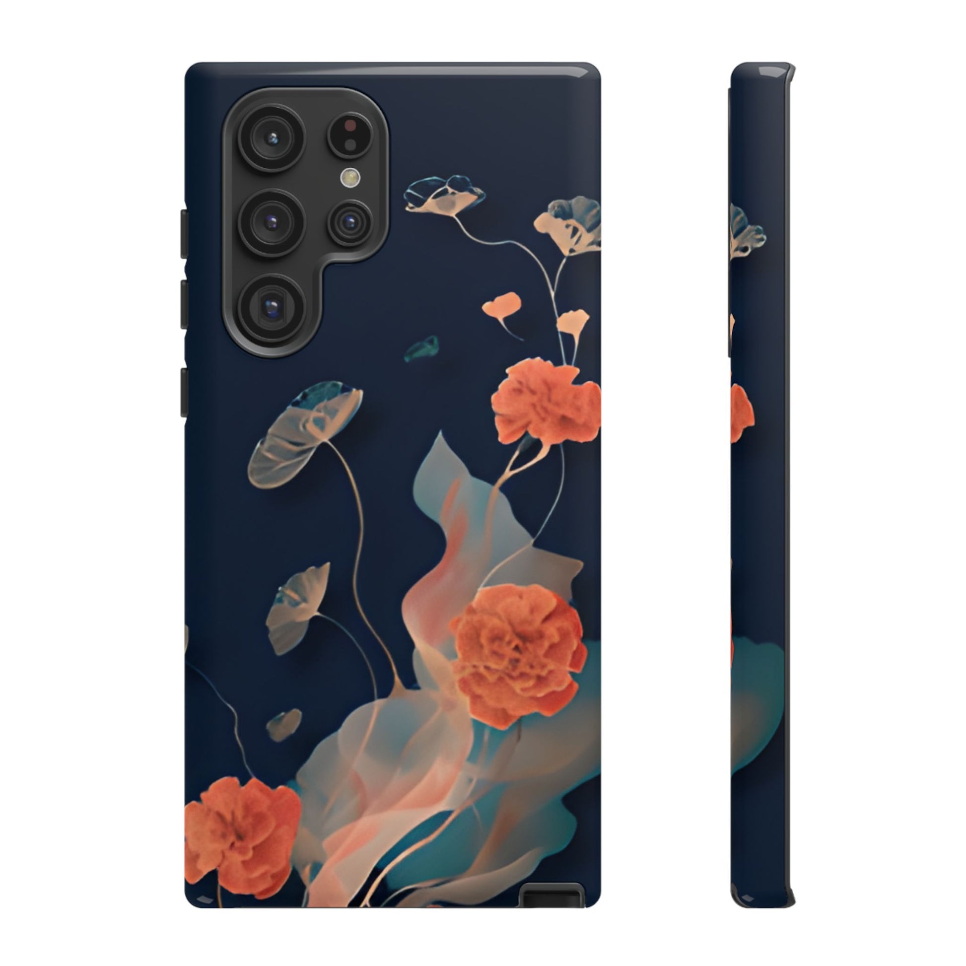 Lotus Reverie - Elegant Artistic Floral Samsung Galaxy S22 Ultra Tough Phone Case - Painterly Lotus Blossom Design