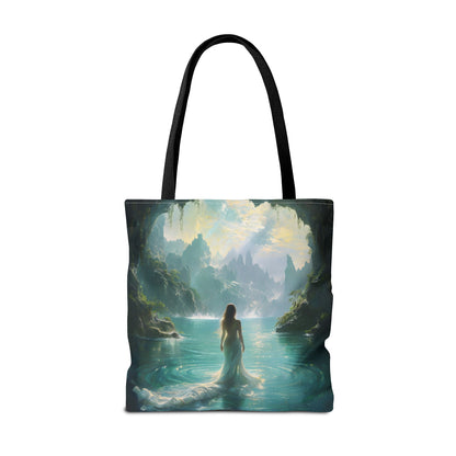 Celestial Tides Canvas Tote Bag (16x16 & 18x18) - Cozy Reading Nook Design Eco-Friendly Shopping Bag