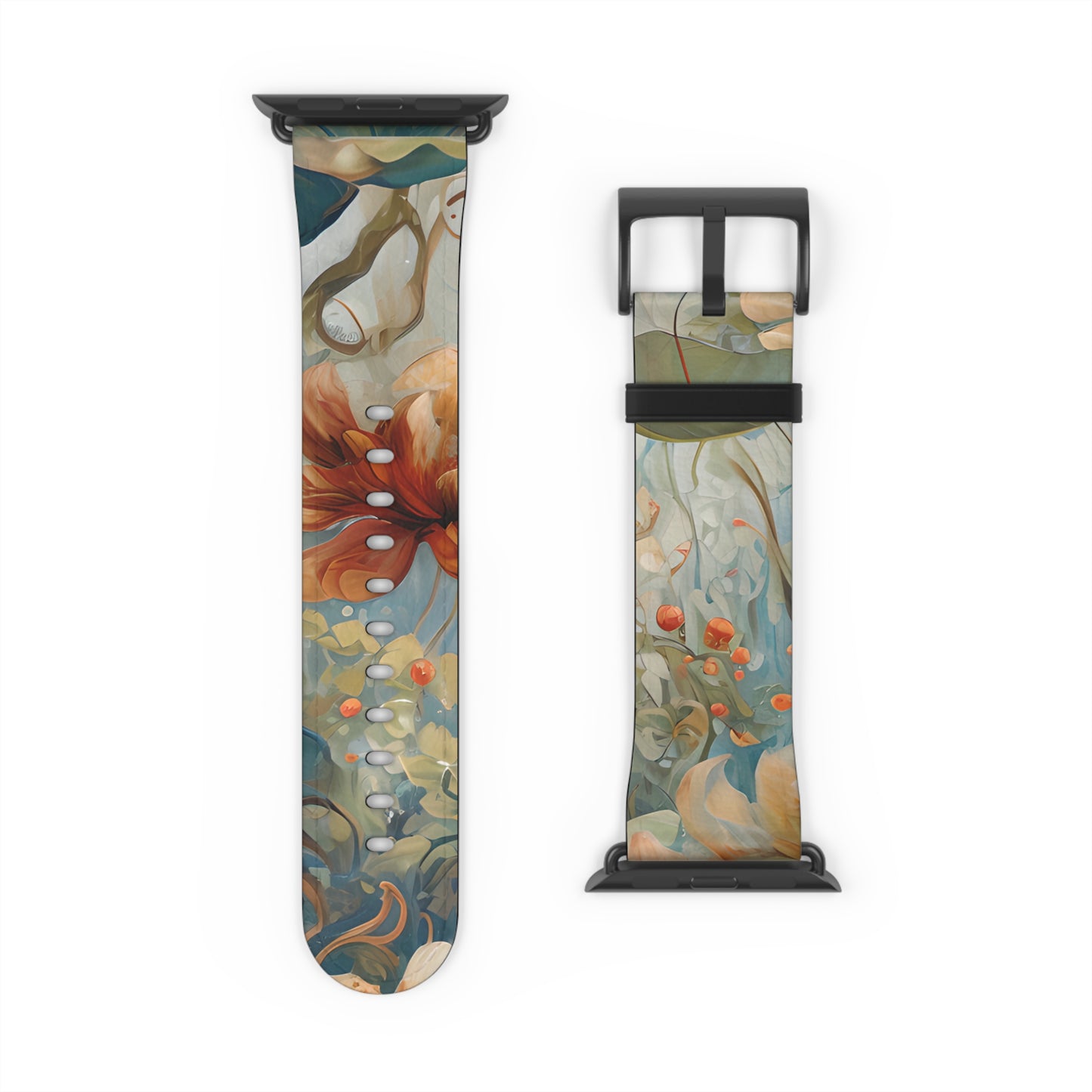 Waterlily Dreamscape Designer Apple Watch Band - Premium Custom Strap for Series 1-9, SE & Ultra - Artistic Vegan Leather