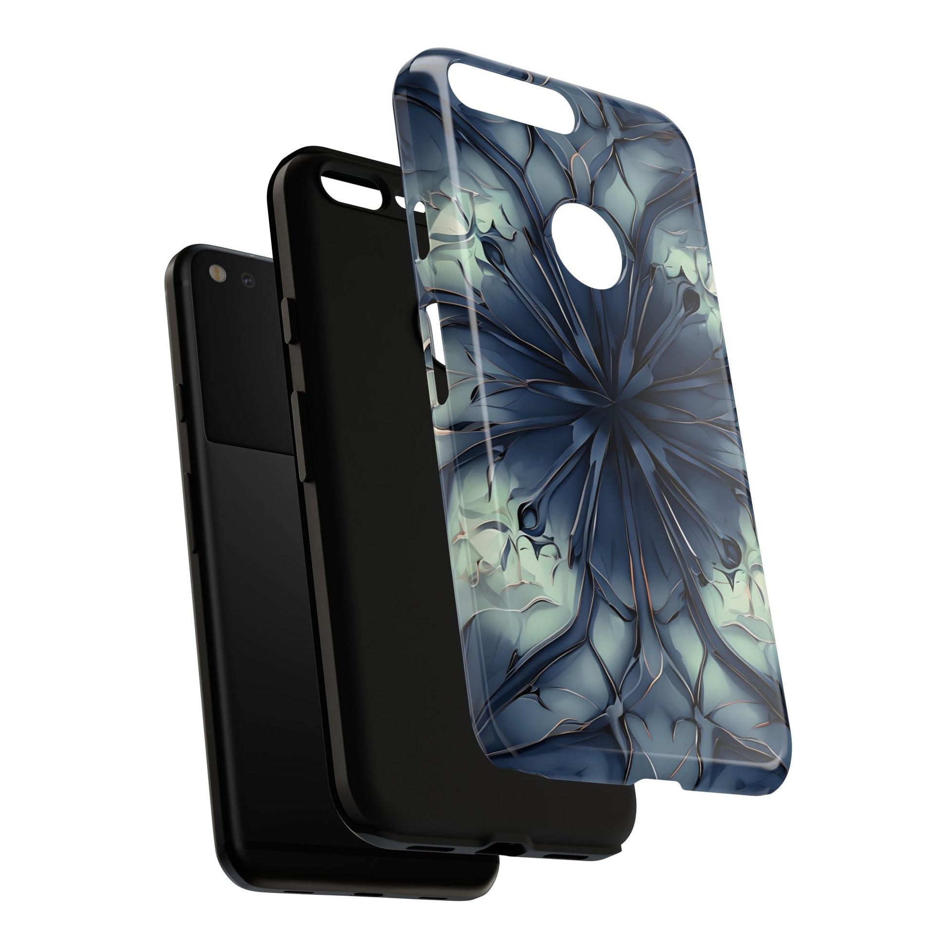 Indigo Mosaic - Artistic Kaleidoscope Collection Artistic Floral - Google Pixel XL Tough Phone Case - Bold Blue Symmetrical Design