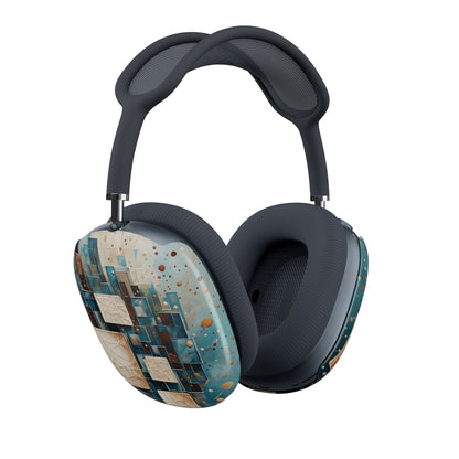 Architectural Drift AirPods Max Covers - Teal & Parchment Geometric Design - Protective Ear Cup Covers