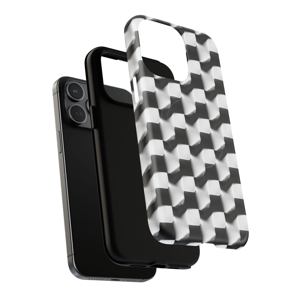 Monochrome Grid - iPhone 15 Pro Max MagSafe Phone Case - Bold, Modern Black & White Design