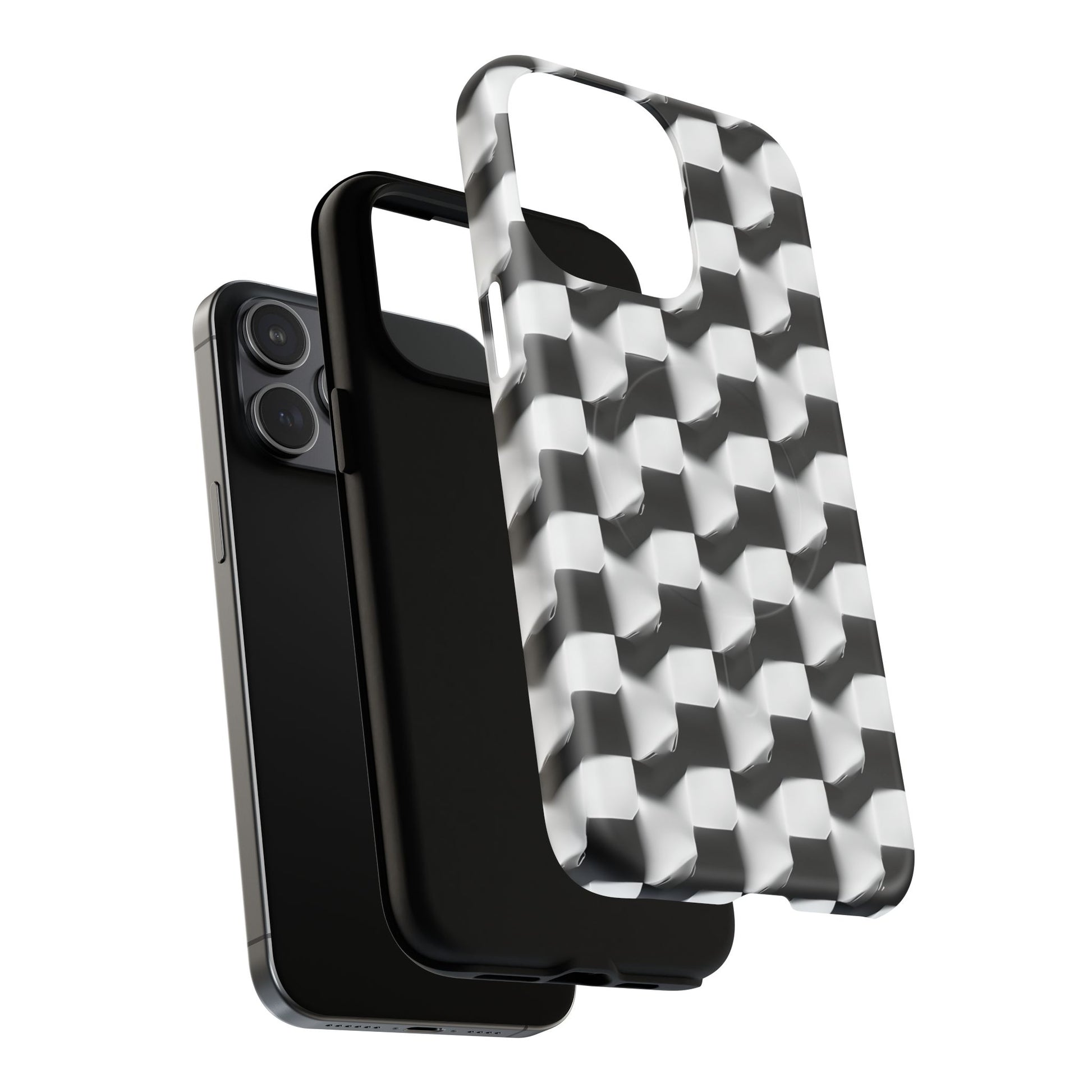 Monochrome Grid - iPhone 15 Pro Max MagSafe Phone Case - Bold, Modern Black & White Design