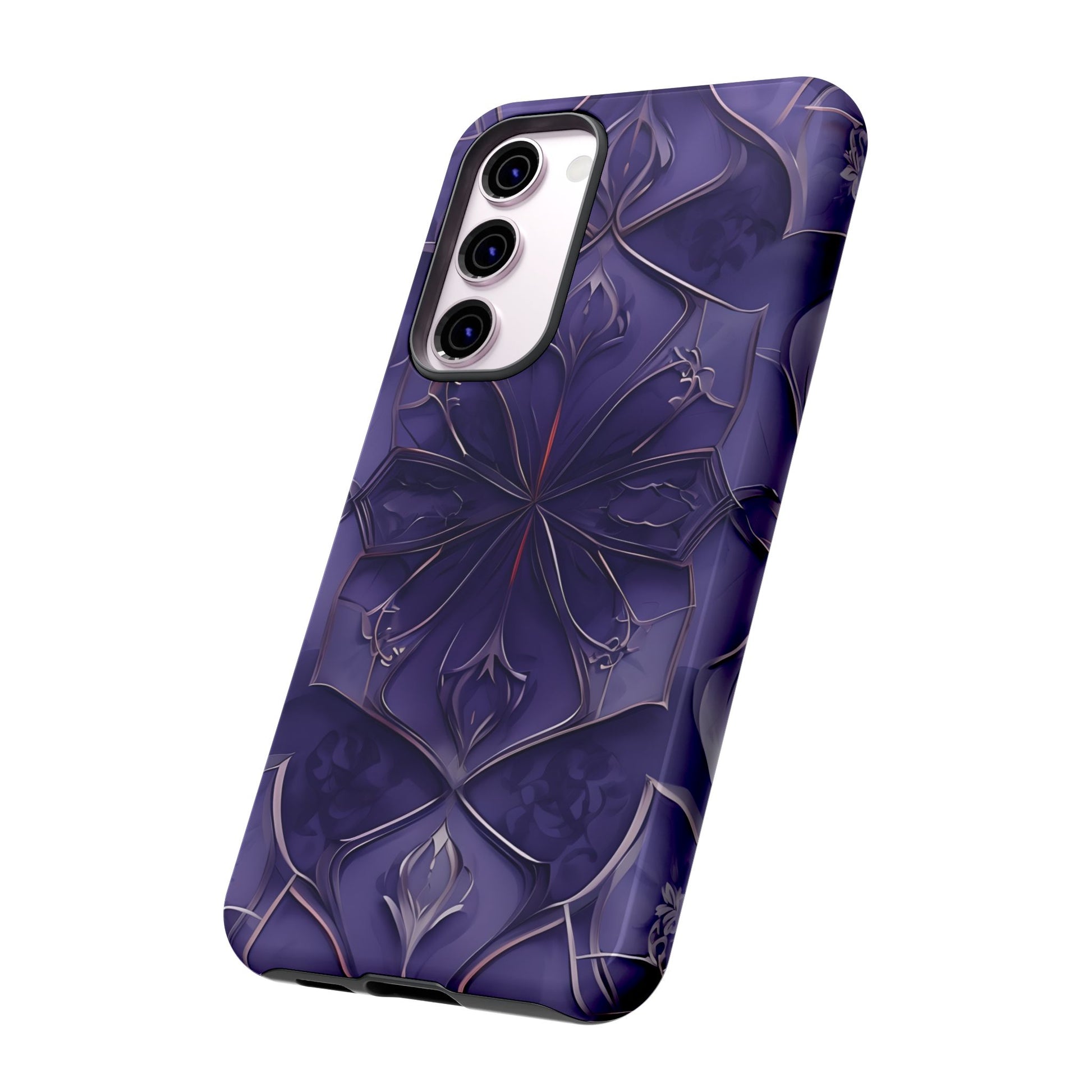 Violet Nebula - Kaleidoscope Collection Artistic Floral Burst - Samsung Galaxy S23 Plus Tough Phone Case - Bold Purple Symmetrical Design